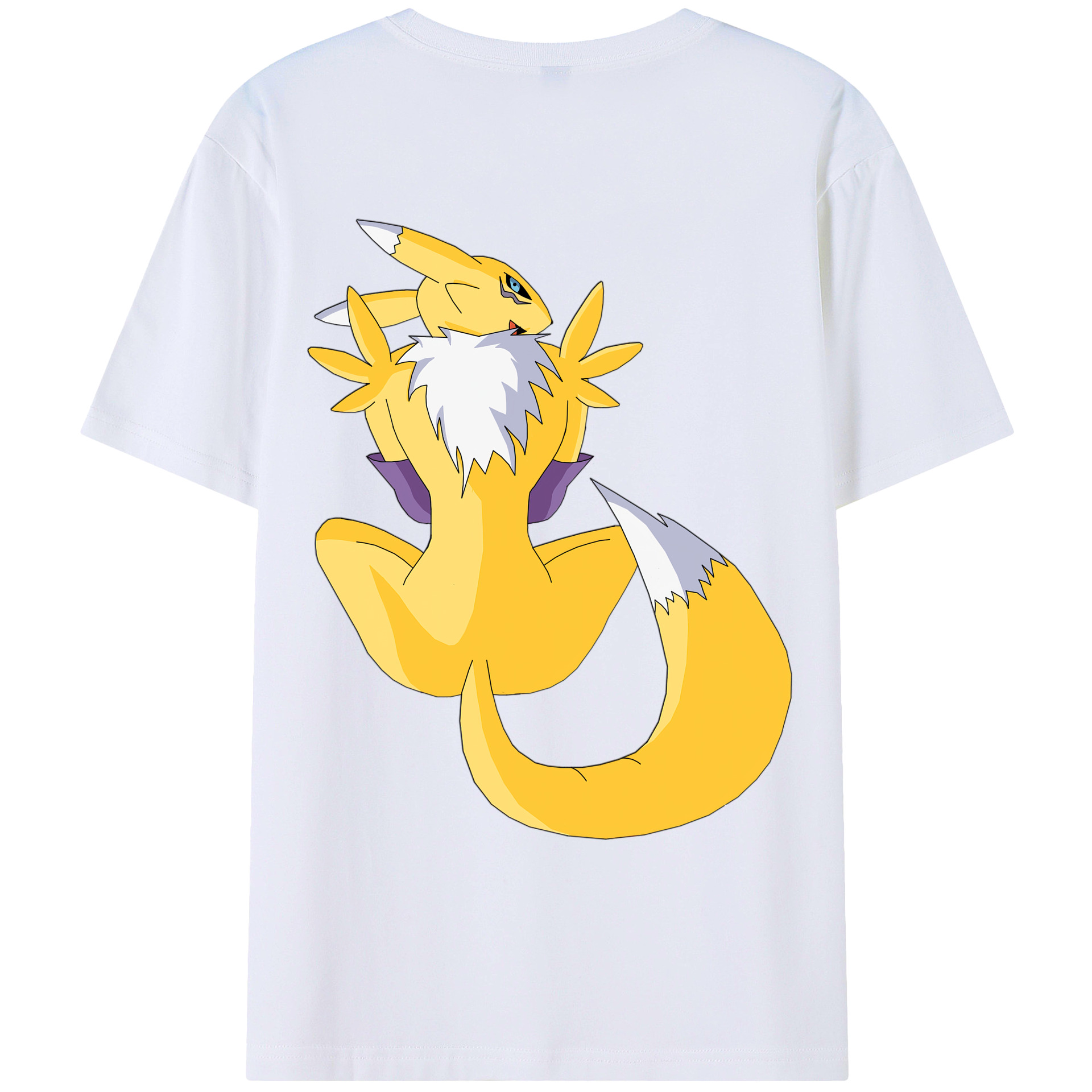 （画像用） Digimon デジタルモンスター/デジモン 綿100％ メンズ半袖Tシャツ（バックプリント） 通気性