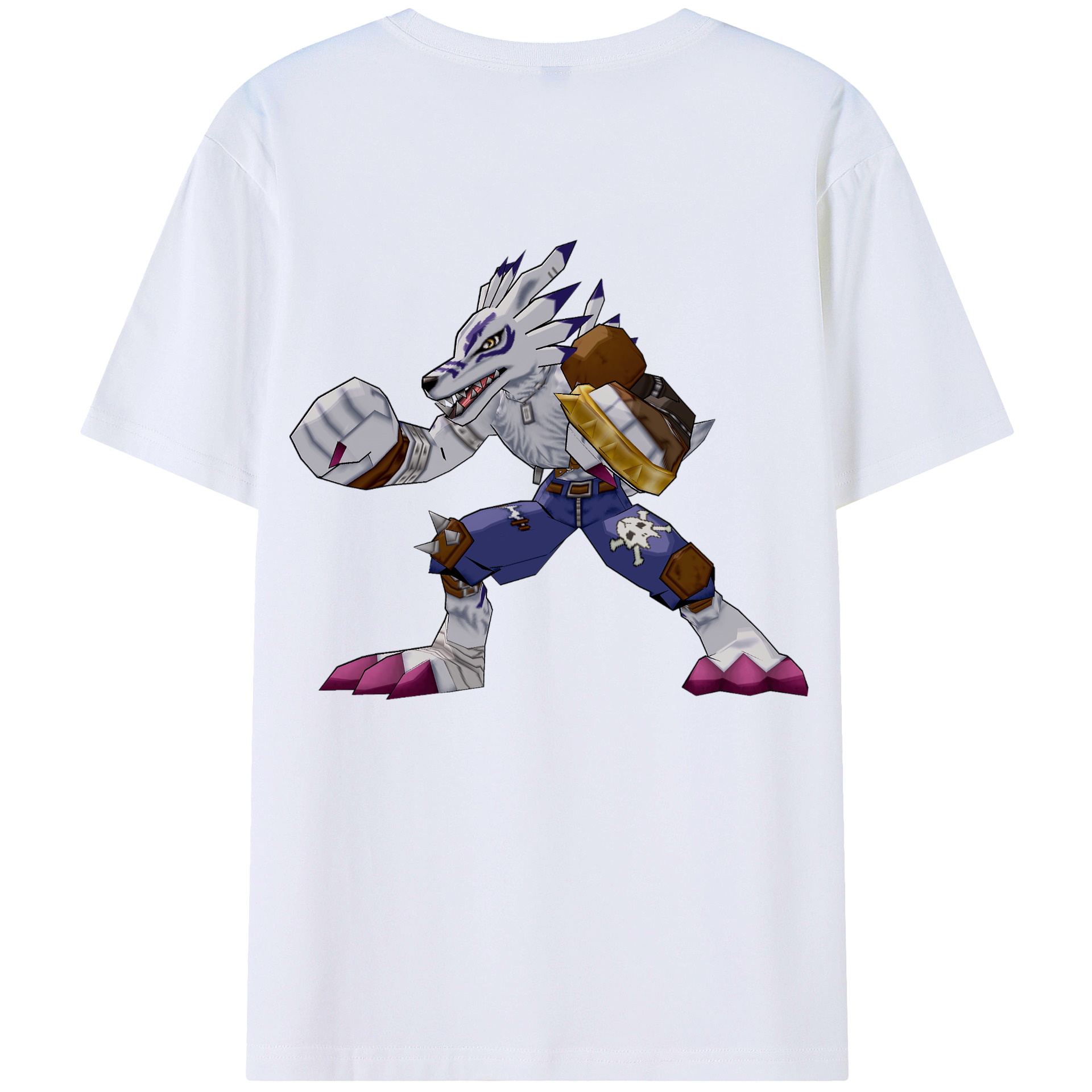 （画像用） Digimon デジタルモンスター/デジモン 綿100％ メンズ半袖Tシャツ（バックプリント） 通気性