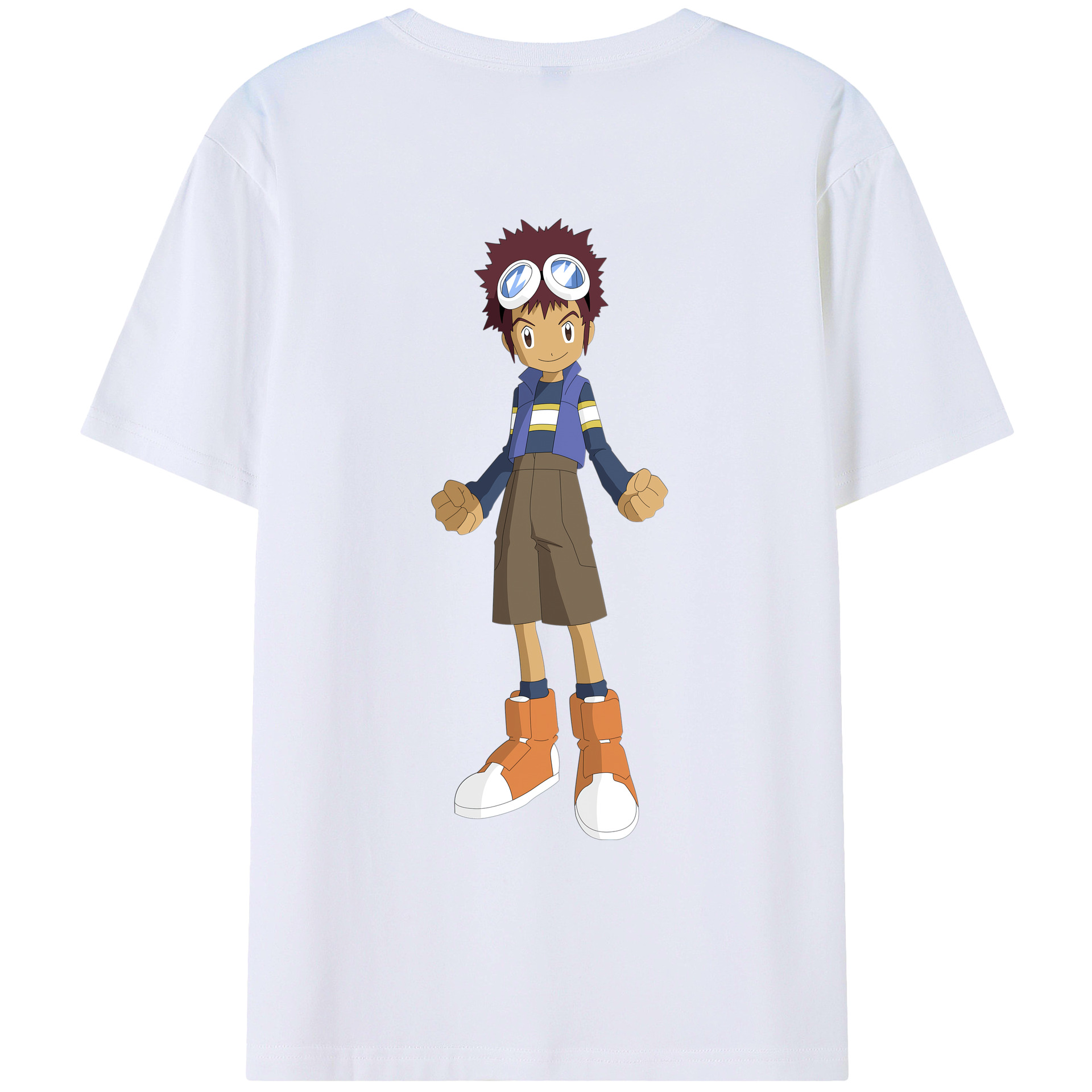（画像用） Digimon デジタルモンスター/デジモン 綿100％ メンズ半袖Tシャツ（バックプリント） 通気性