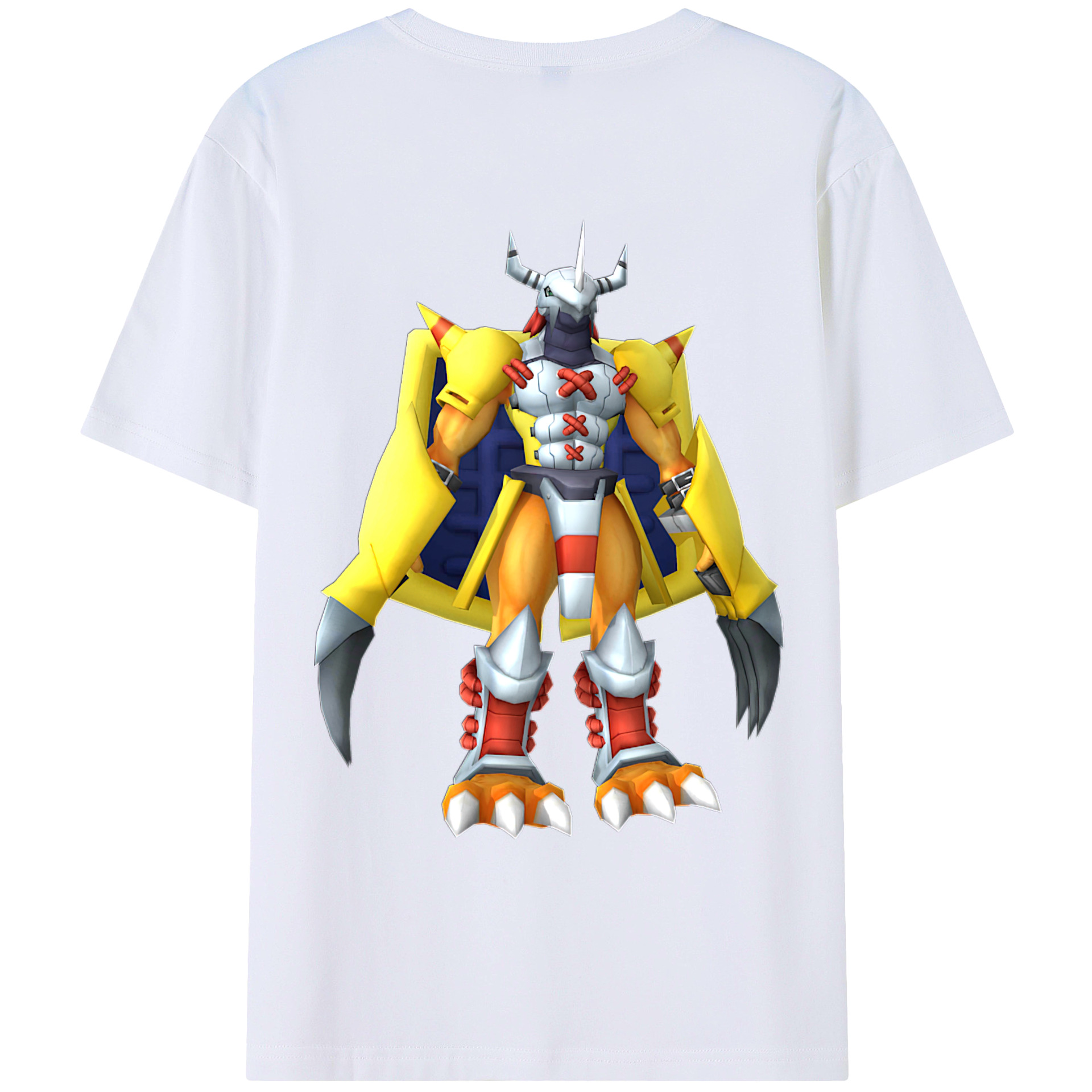 （画像用） Digimon デジタルモンスター/デジモン 綿100％ メンズ半袖Tシャツ（バックプリント） 通気性