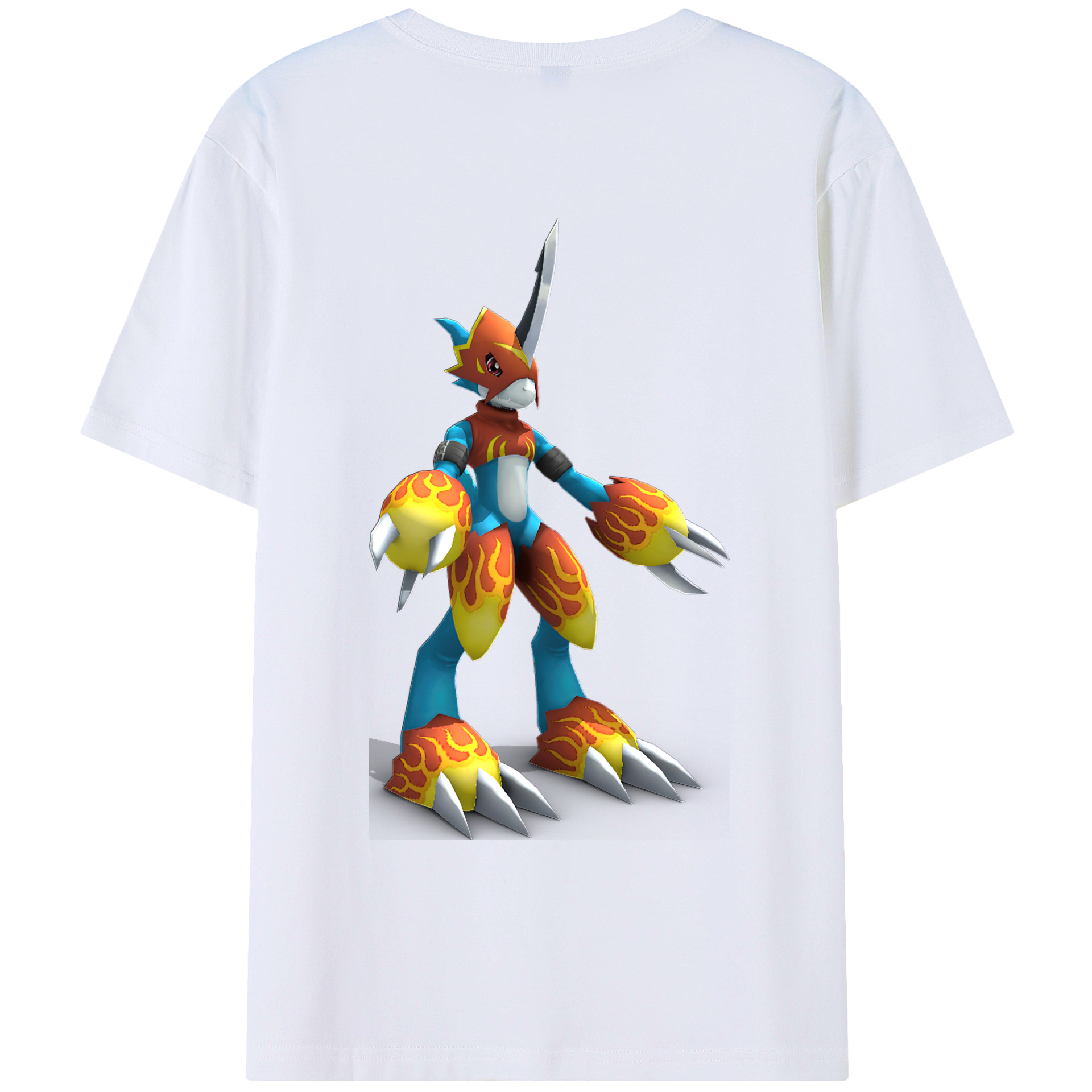 （画像用） Digimon デジタルモンスター/デジモン 綿100％ メンズ半袖Tシャツ（バックプリント） 通気性