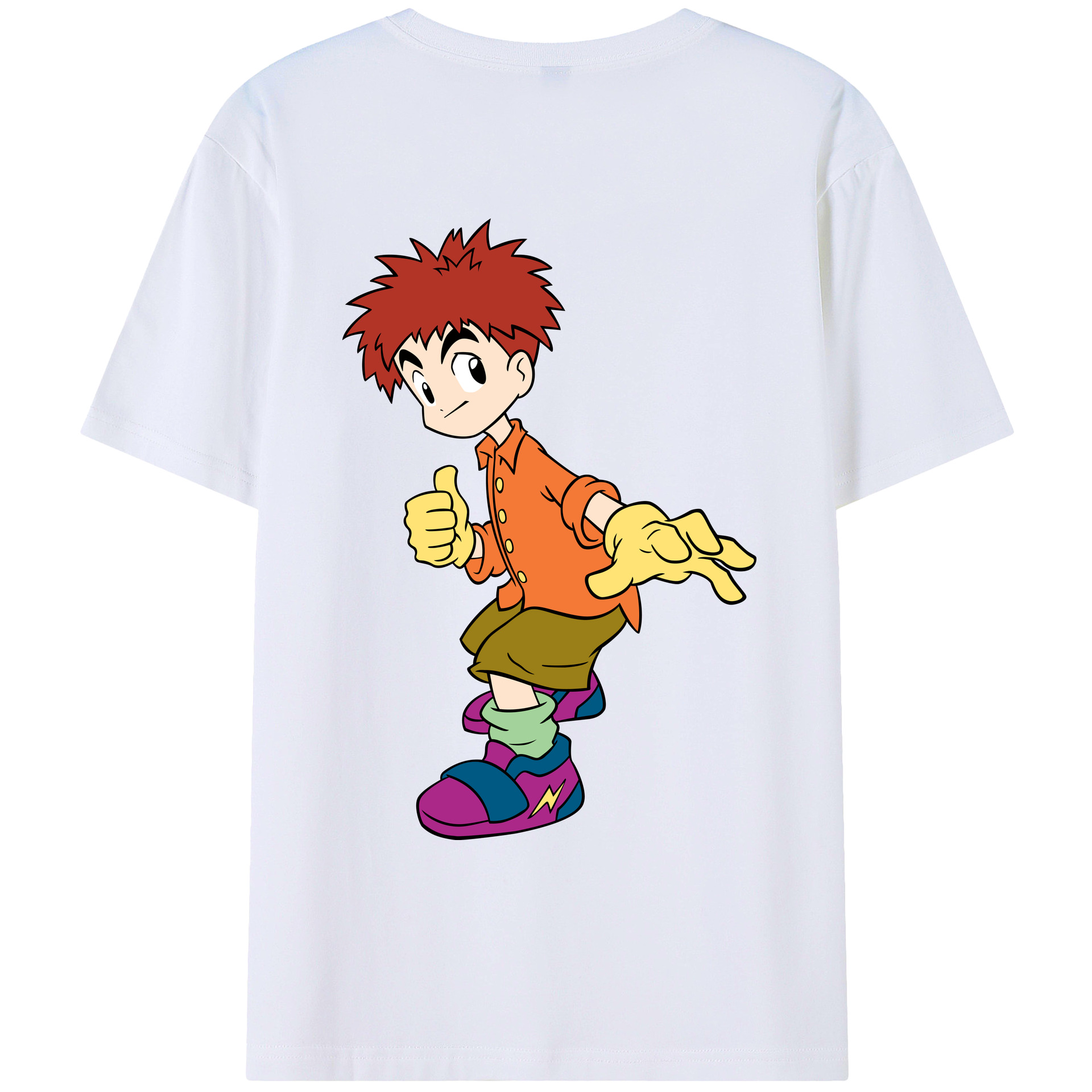 （画像用） Digimon デジタルモンスター/デジモン 綿100％ メンズ半袖Tシャツ（バックプリント） 通気性
