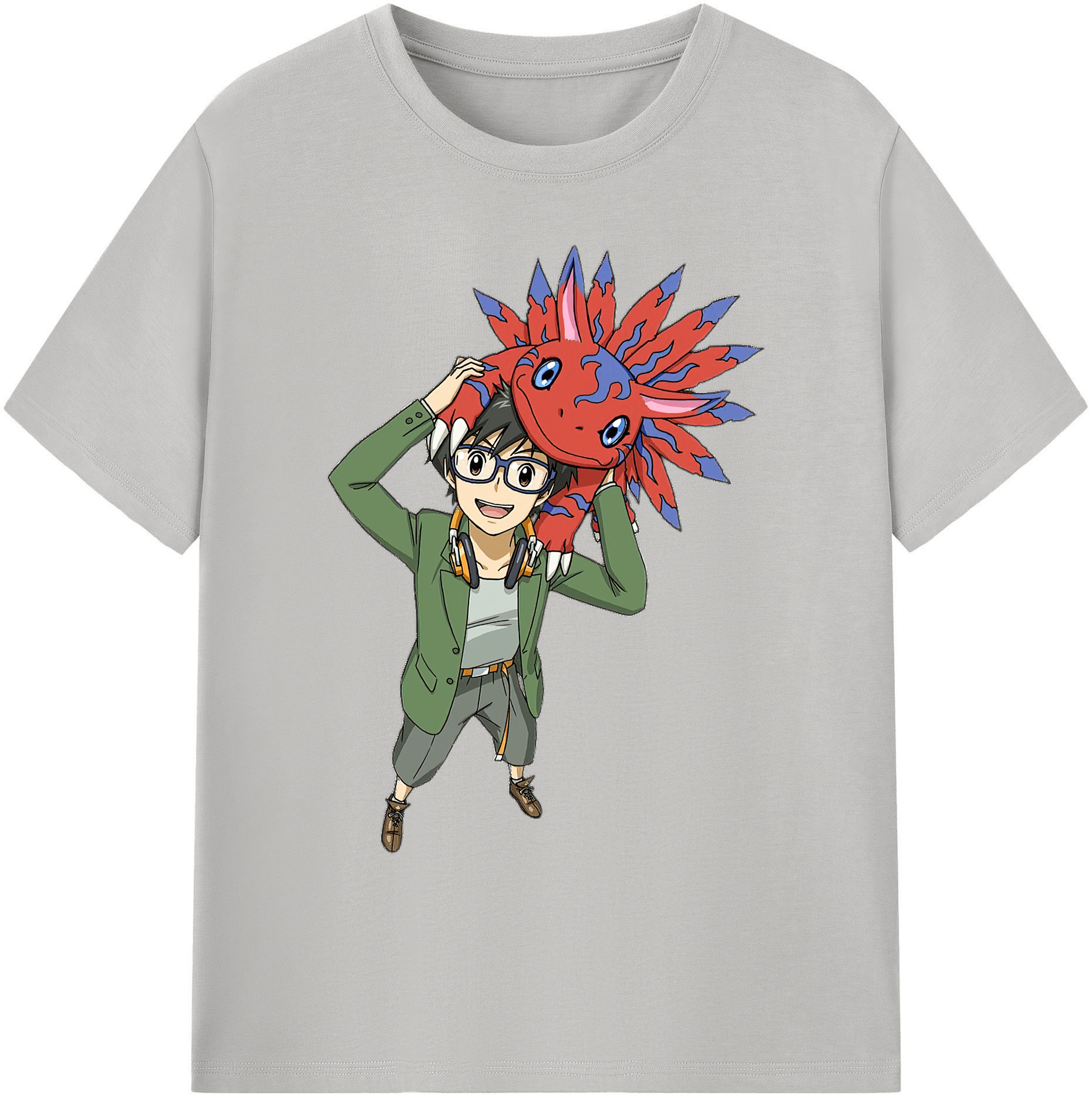（画像用） Digimon デジタルモンスター/デジモン 綿100％ メンズ半袖Tシャツ｜肌触りやわらか＆通気性