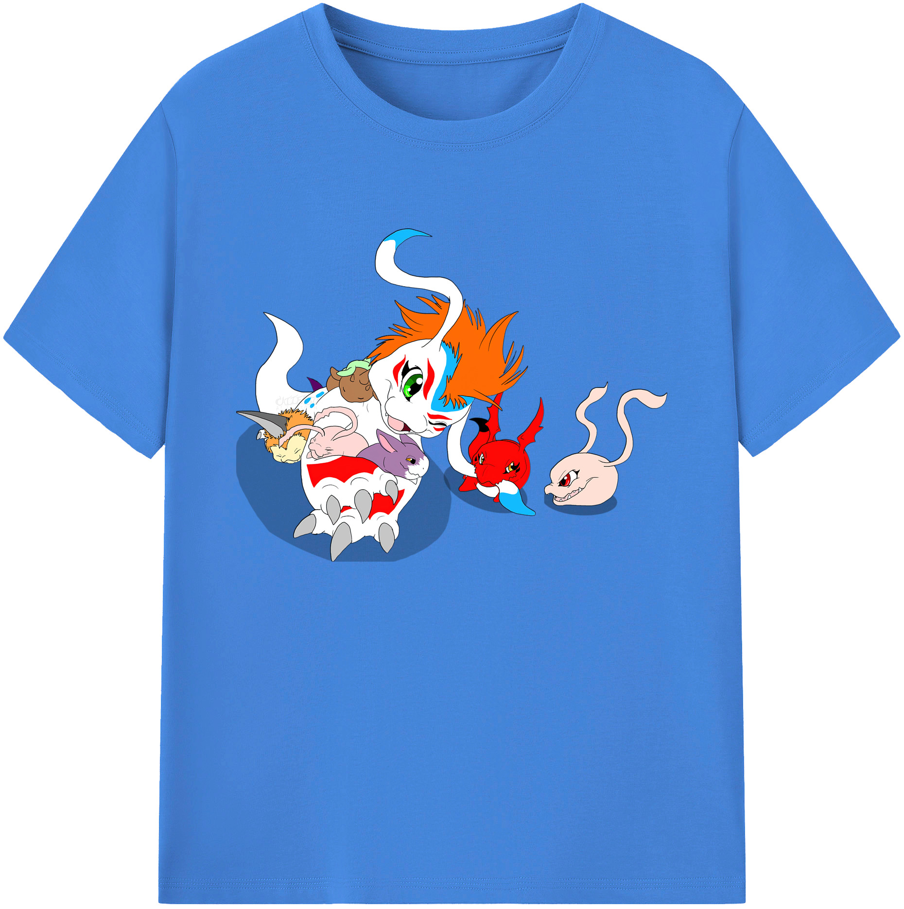 （画像用） Digimon デジタルモンスター/デジモン 綿100％ メンズ半袖Tシャツ｜肌触りやわらか＆通気性