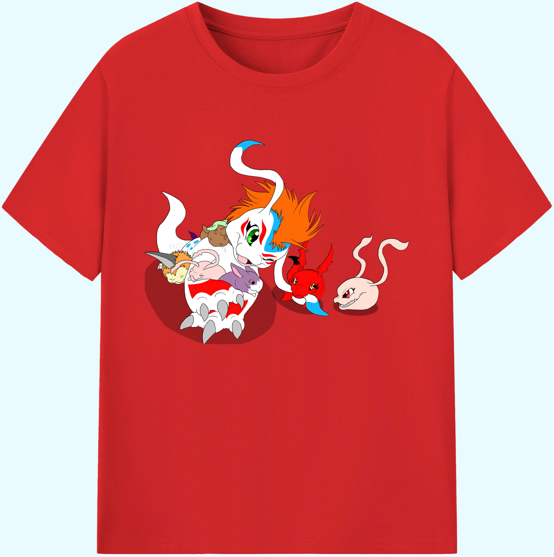 （画像用） Digimon デジタルモンスター/デジモン 綿100％ メンズ半袖Tシャツ｜肌触りやわらか＆通気性