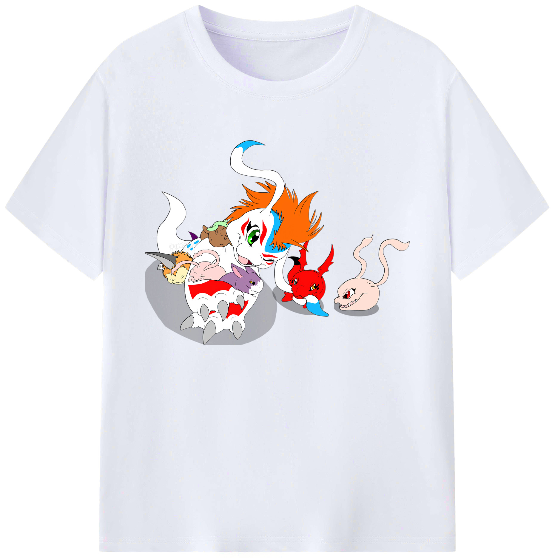 （画像用） Digimon デジタルモンスター/デジモン 綿100％ メンズ半袖Tシャツ｜肌触りやわらか＆通気性