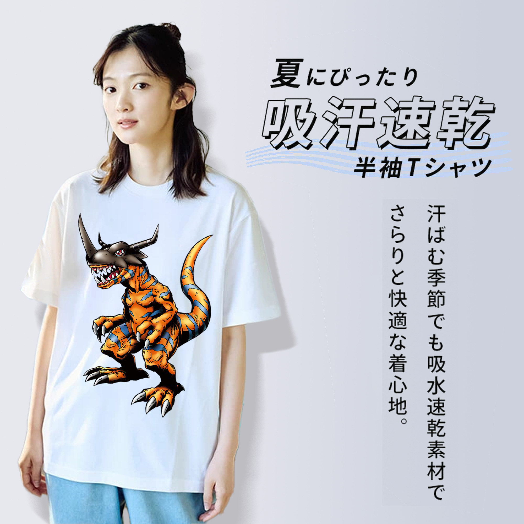 Digimon デジタルモンスター/デジモン レディースカジュアルプリントTシャツ（綿100％）