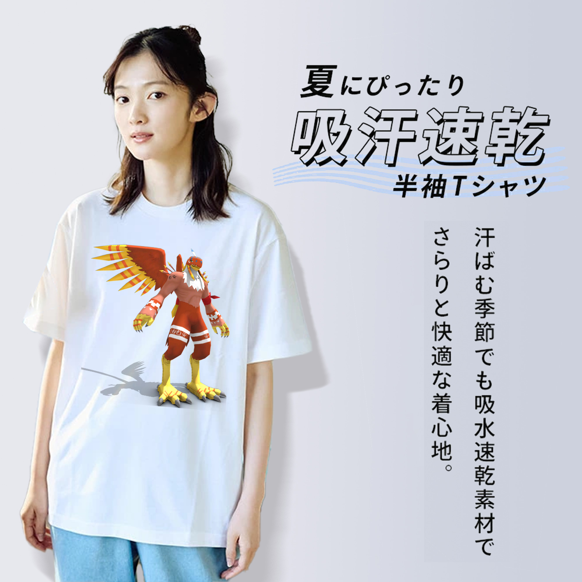 Digimon デジタルモンスター/デジモン レディースカジュアルプリントTシャツ（綿100％）