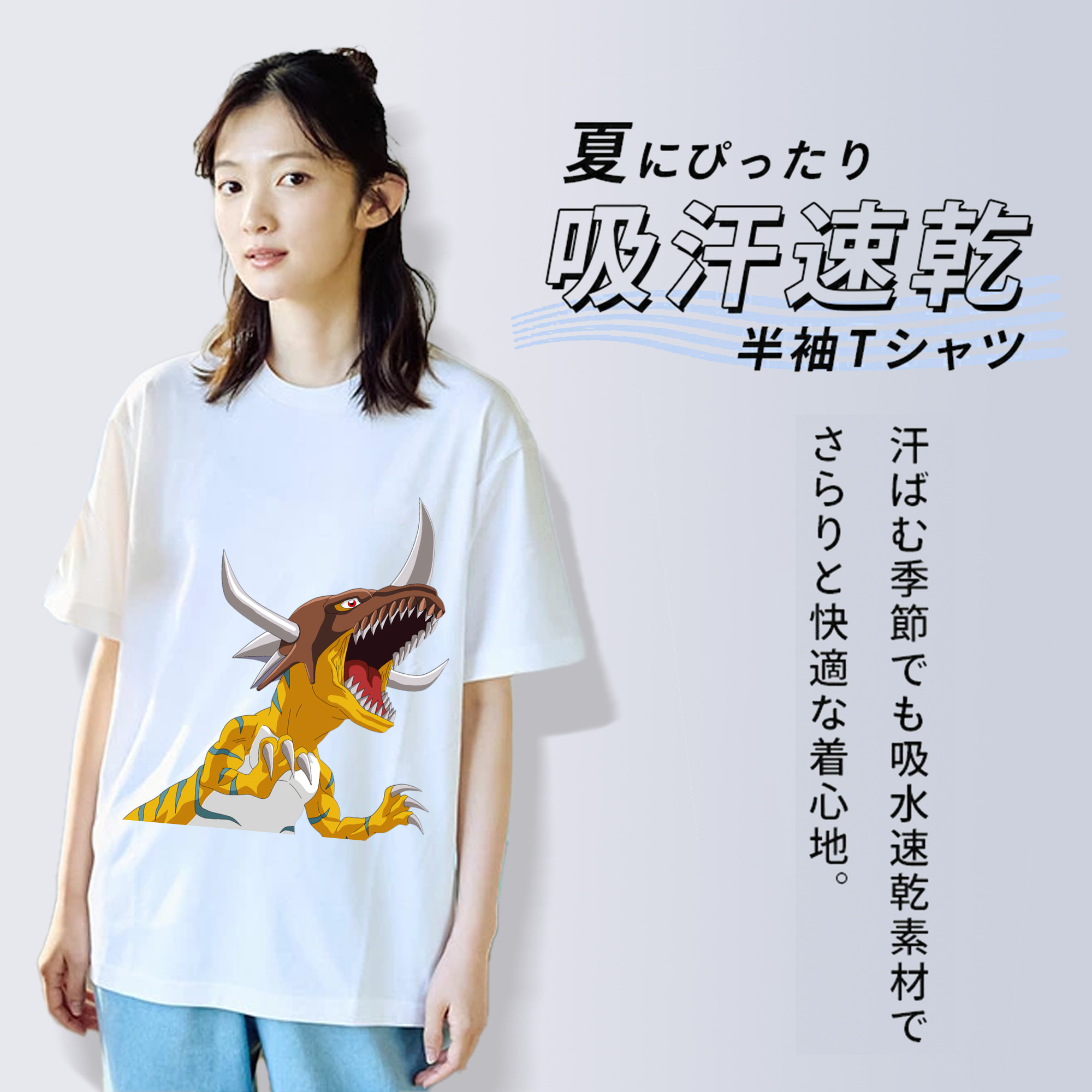 Digimon デジタルモンスター/デジモン レディースカジュアルプリントTシャツ（綿100％）