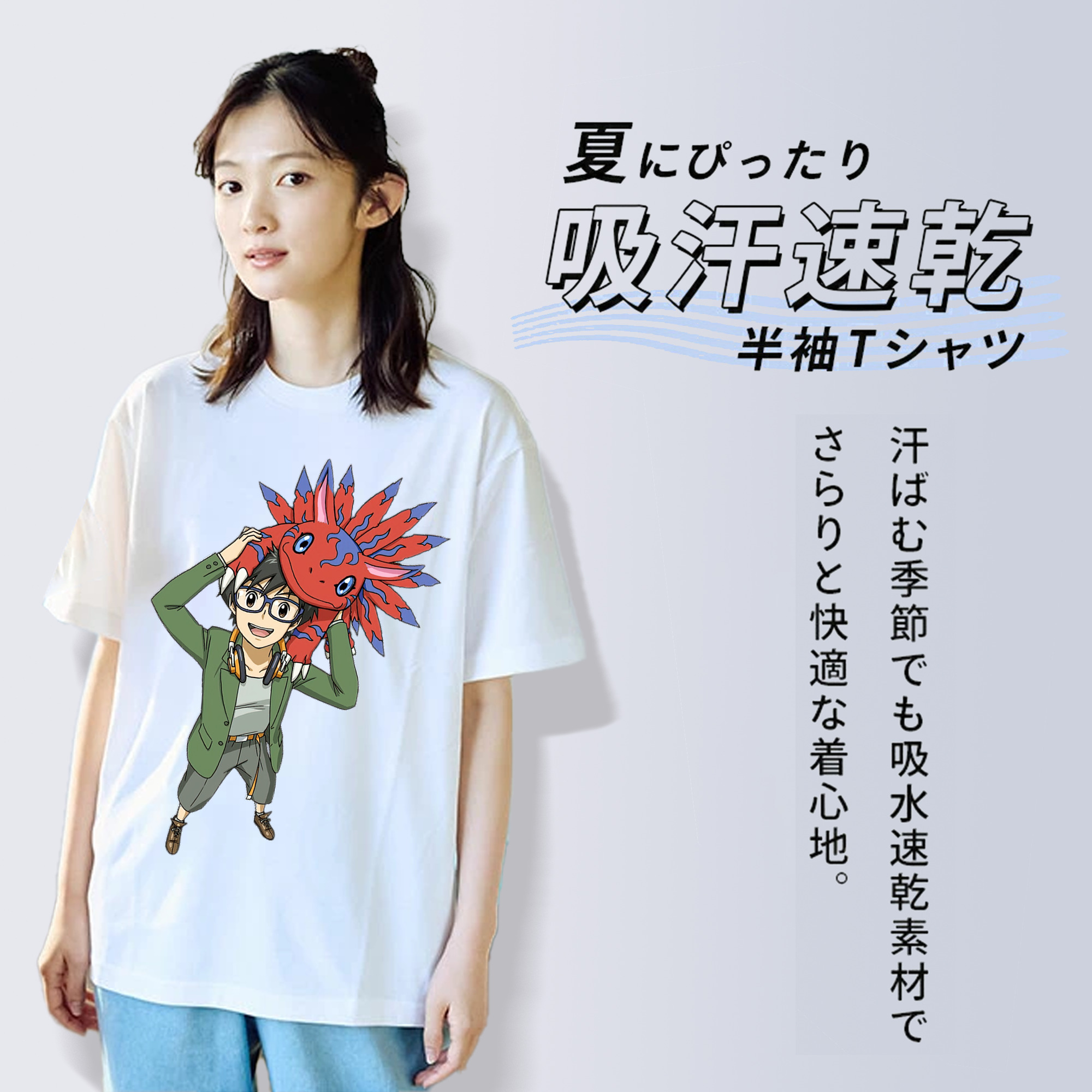 Digimon デジタルモンスター/デジモン レディースカジュアルプリントTシャツ（綿100％）
