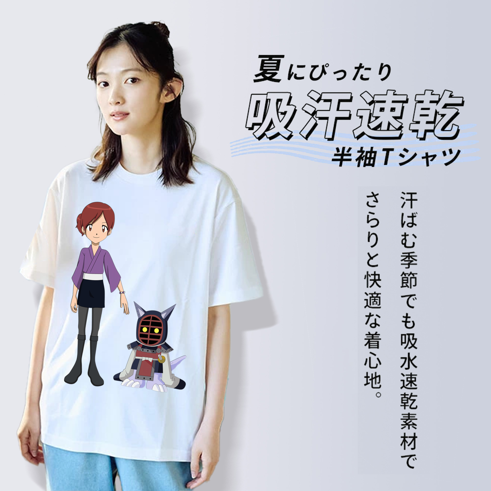 Digimon デジタルモンスター/デジモン レディースカジュアルプリントTシャツ（綿100％）