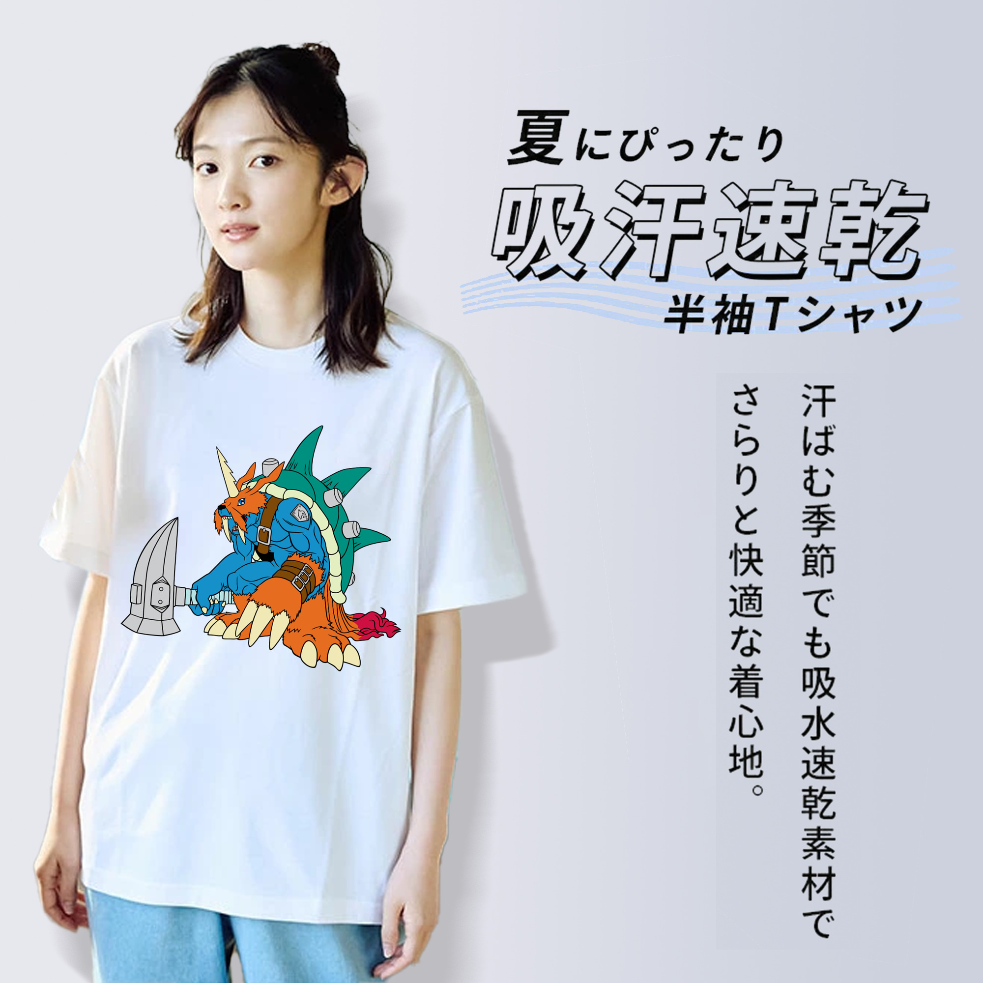 Digimon デジタルモンスター/デジモン レディースカジュアルプリントTシャツ（綿100％）