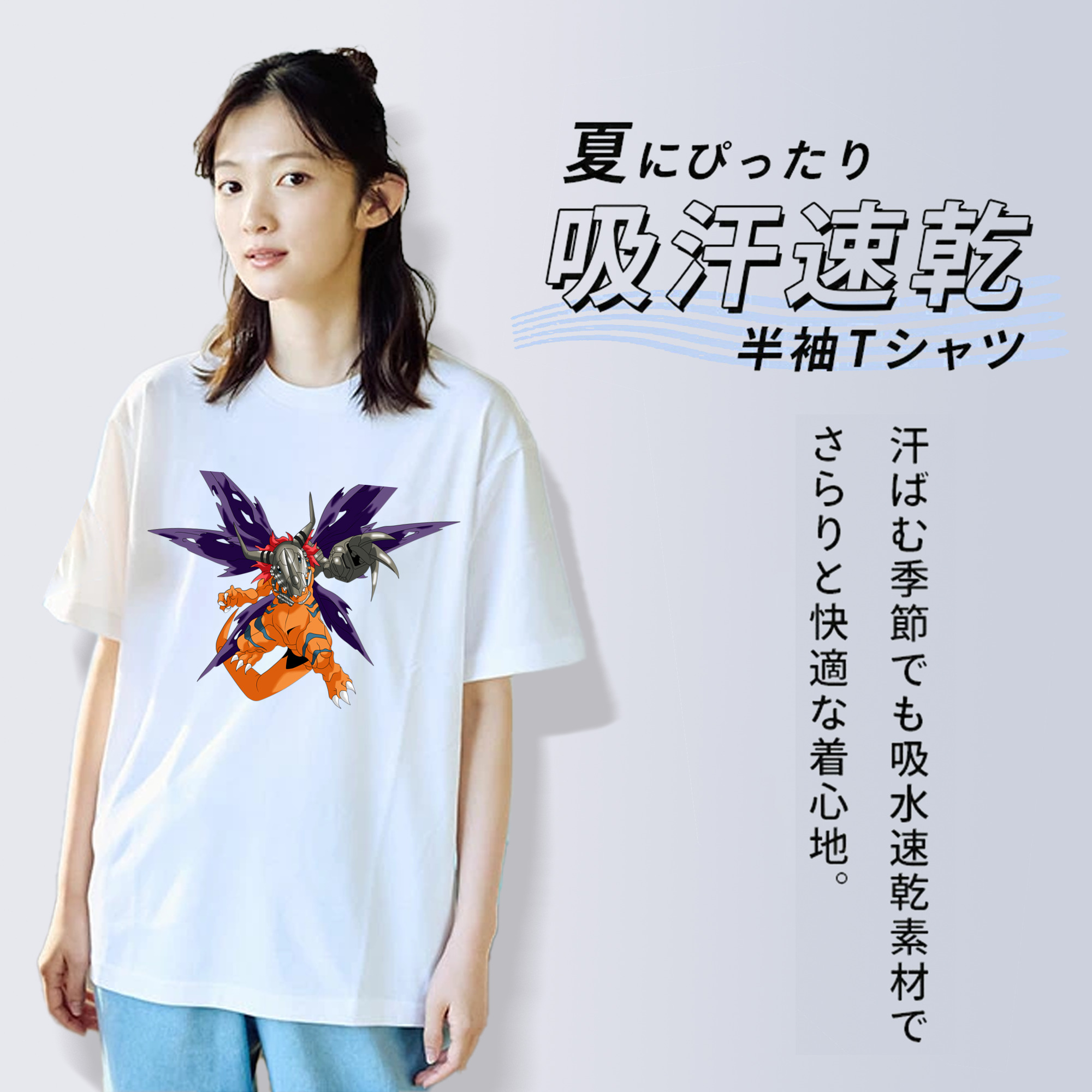 Digimon デジタルモンスター/デジモン レディースカジュアルプリントTシャツ（綿100％）