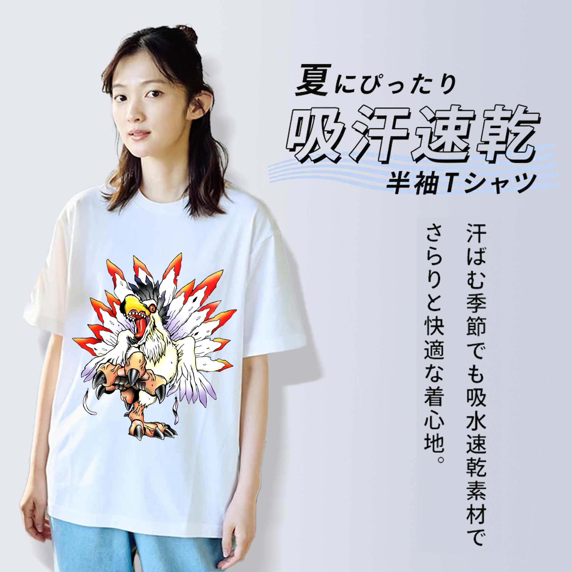 Digimon デジタルモンスター/デジモン レディースカジュアルプリントTシャツ（綿100％）