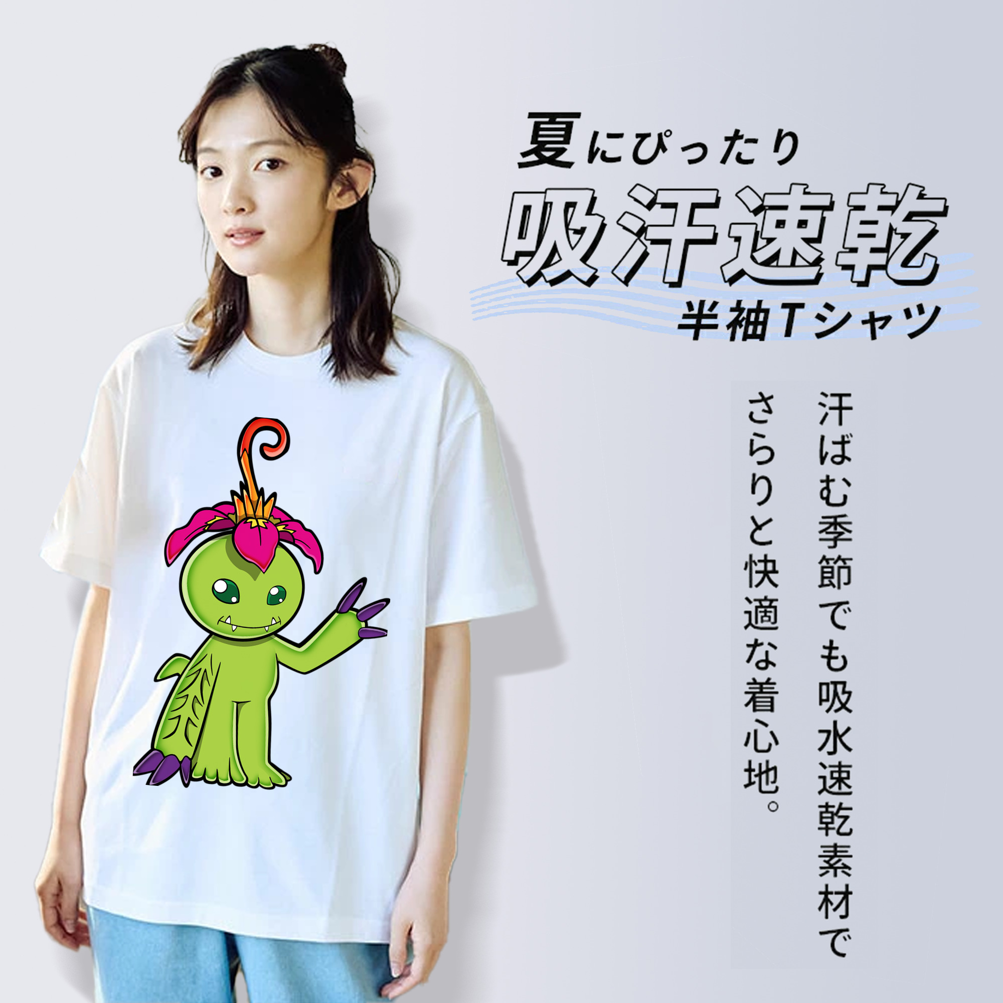 Digimon デジタルモンスター/デジモン レディースカジュアルプリントTシャツ（綿100％）