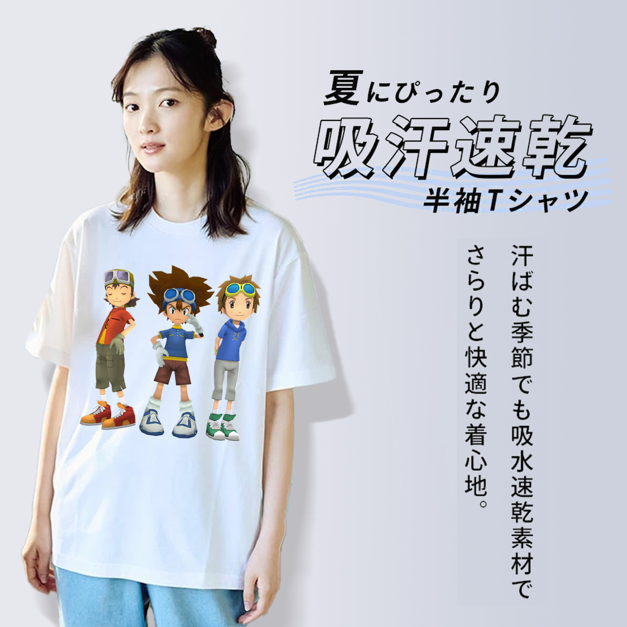 Digimon デジタルモンスター/デジモン レディースカジュアルプリントTシャツ（綿100％）