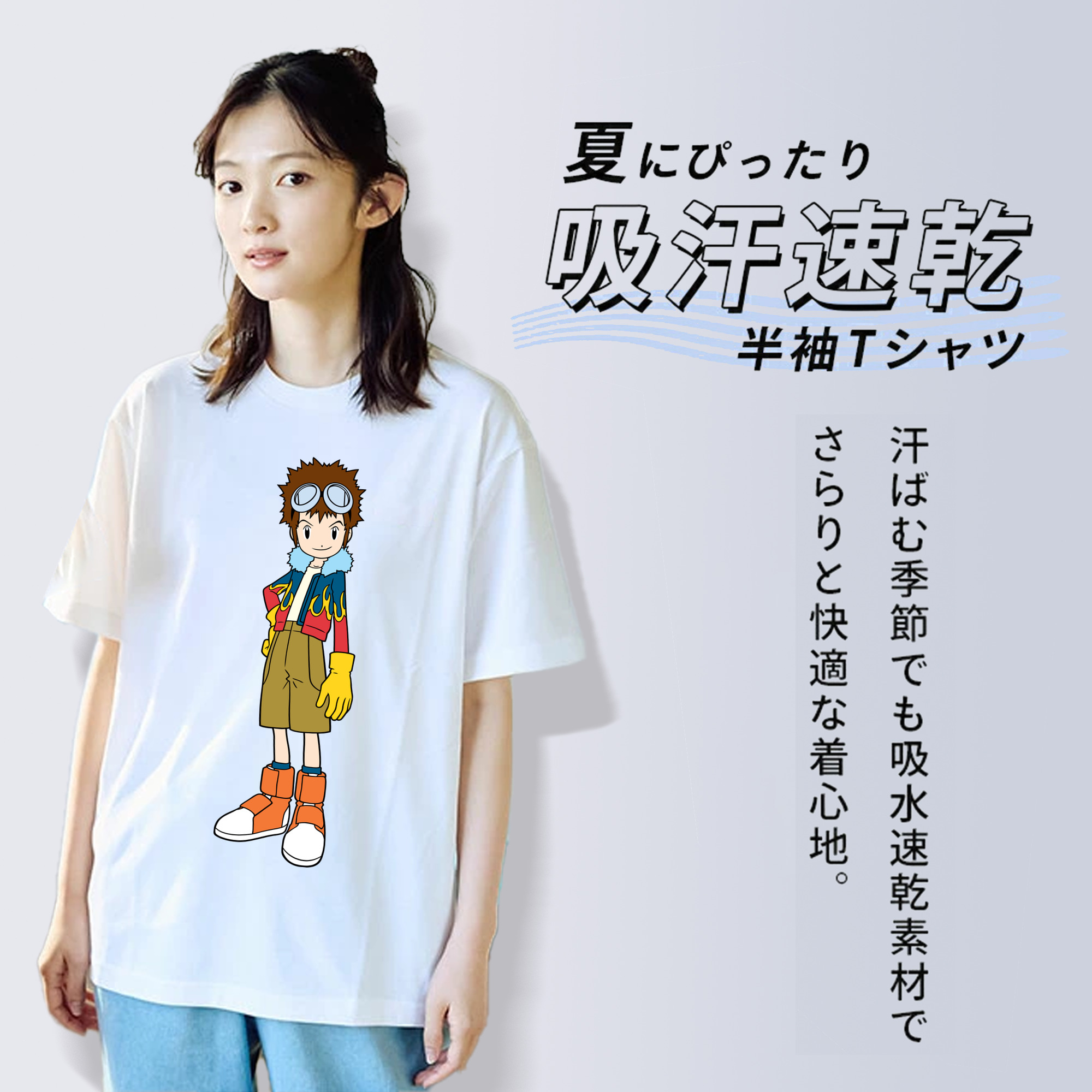 Digimon デジタルモンスター/デジモン レディースカジュアルプリントTシャツ（綿100％）