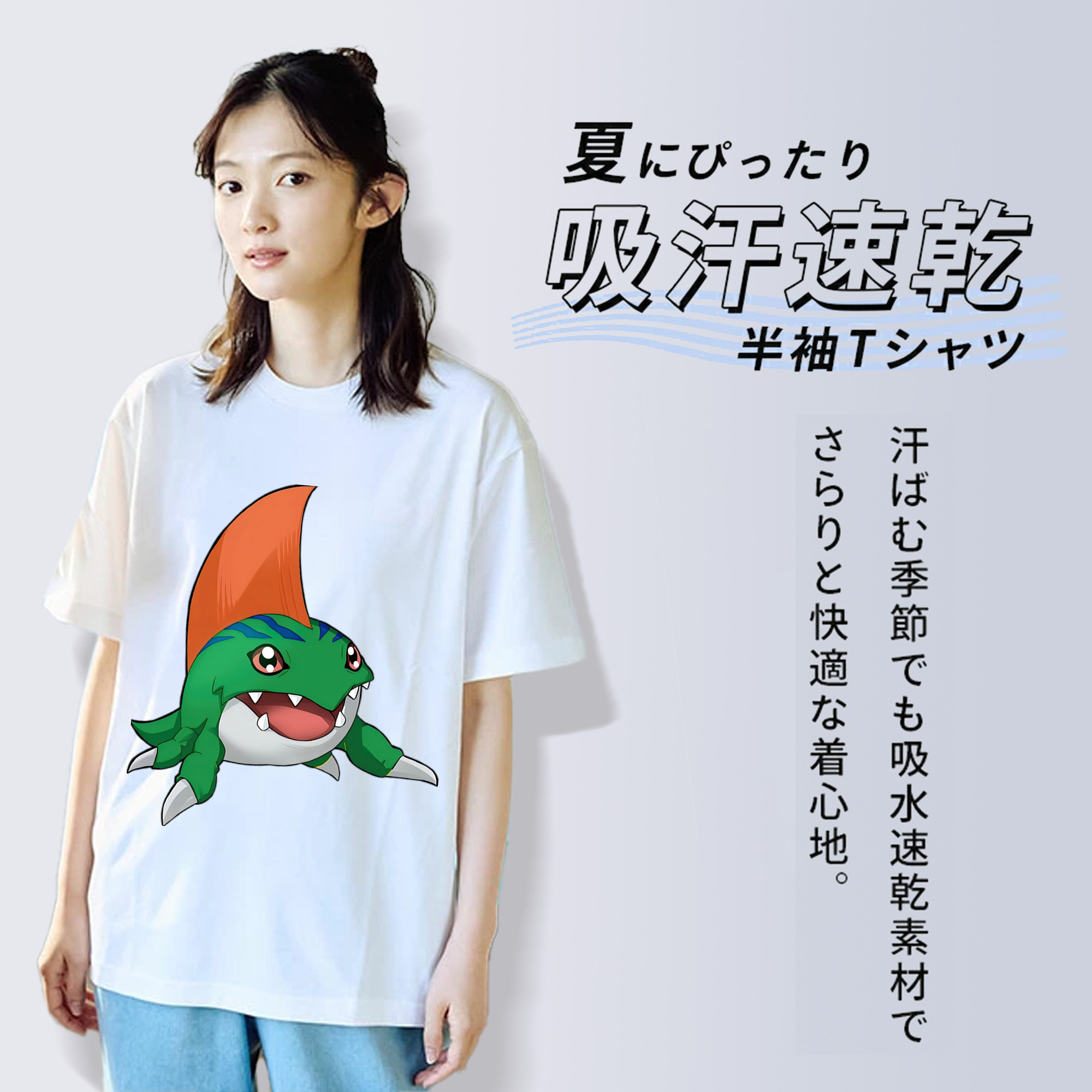 Digimon デジタルモンスター/デジモン レディースカジュアルプリントTシャツ（綿100％）