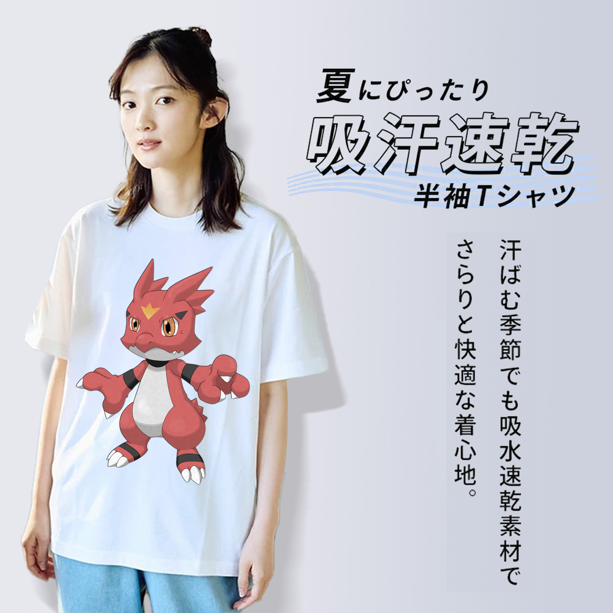 Digimon デジタルモンスター/デジモン レディースカジュアルプリントTシャツ（綿100％）