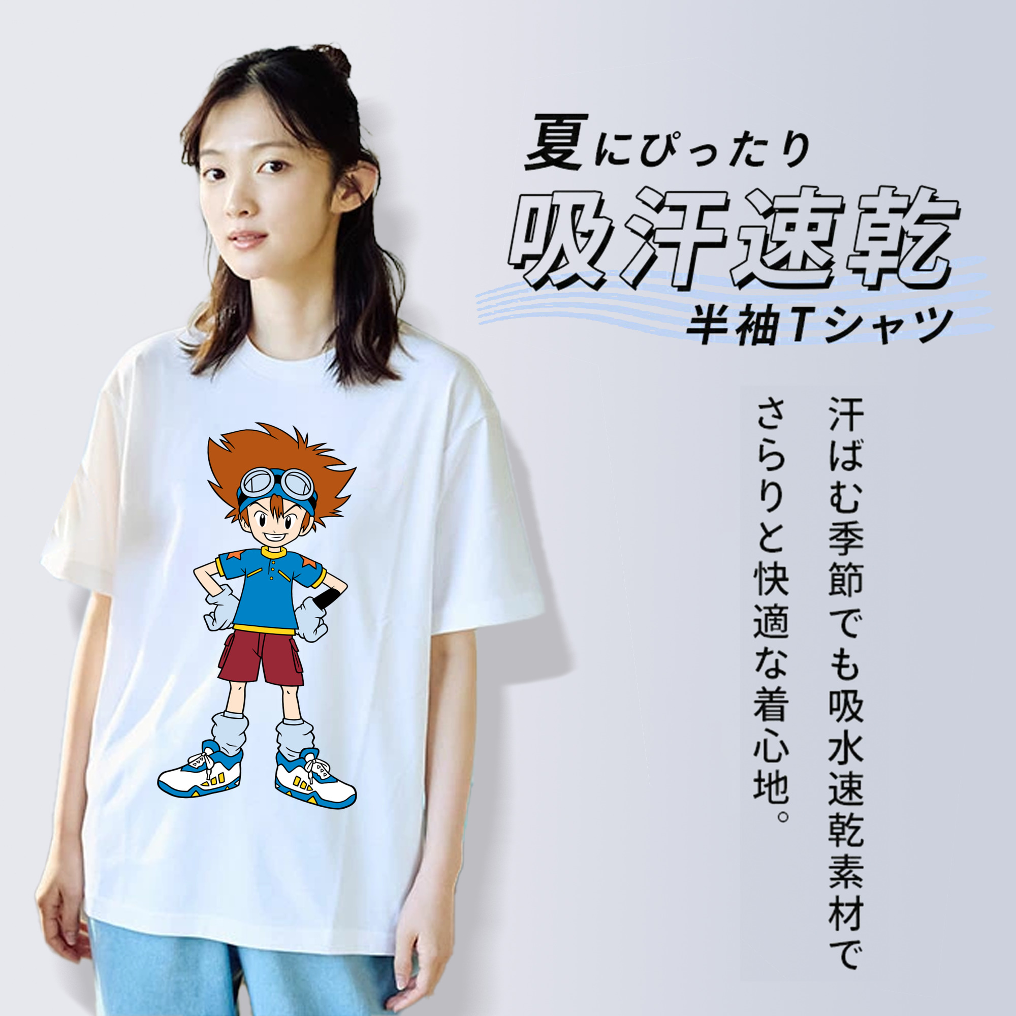 Digimon デジタルモンスター/デジモン レディースカジュアルプリントTシャツ（綿100％）