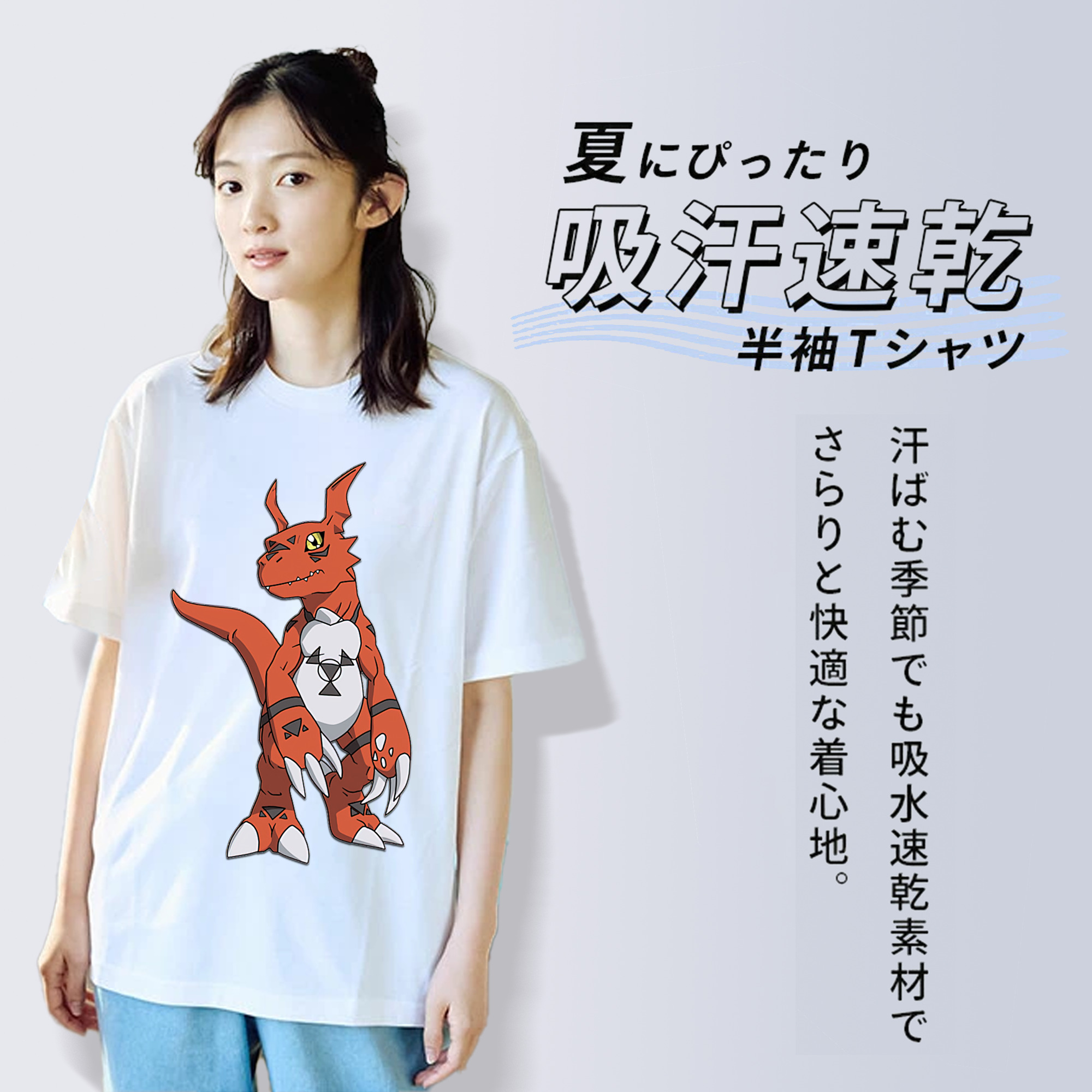 Digimon デジタルモンスター/デジモン レディースカジュアルプリントTシャツ（綿100％）