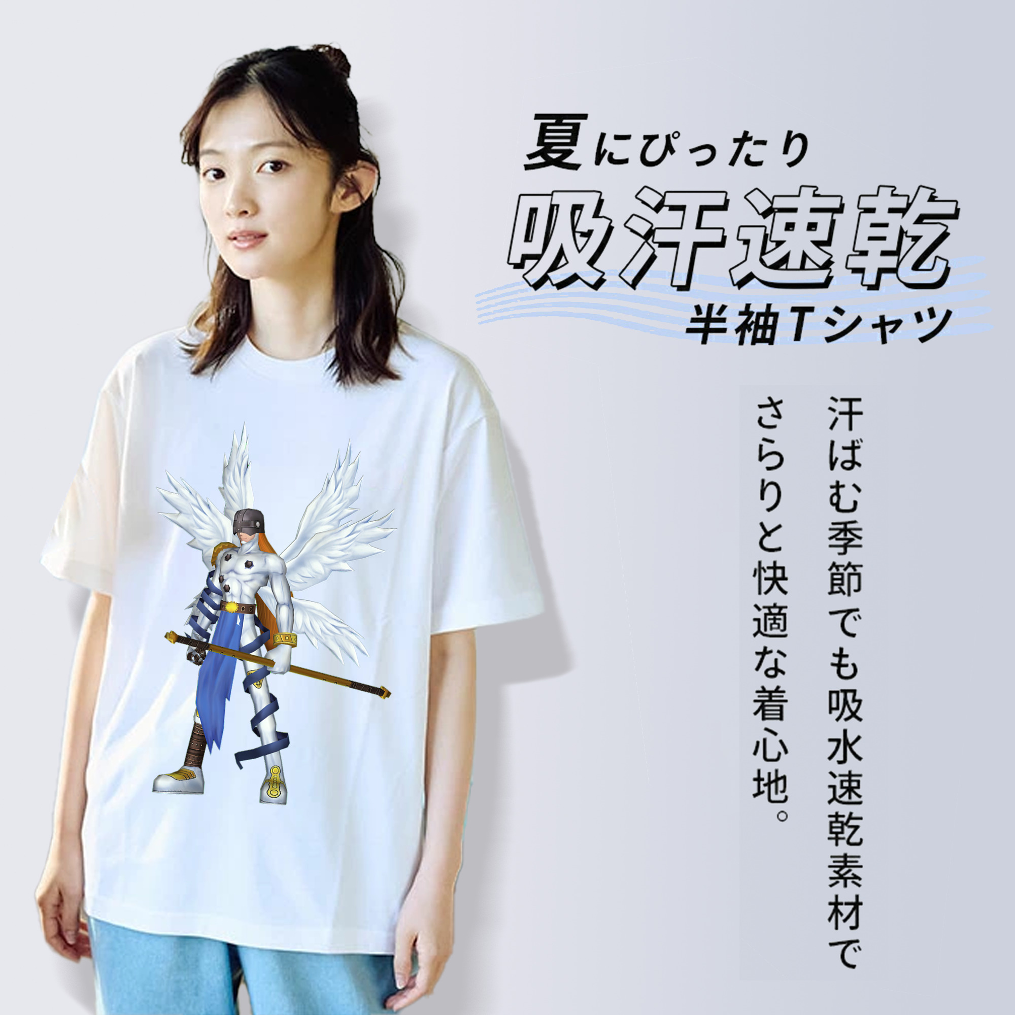 Digimon デジタルモンスター/デジモン レディースカジュアルプリントTシャツ（綿100％）