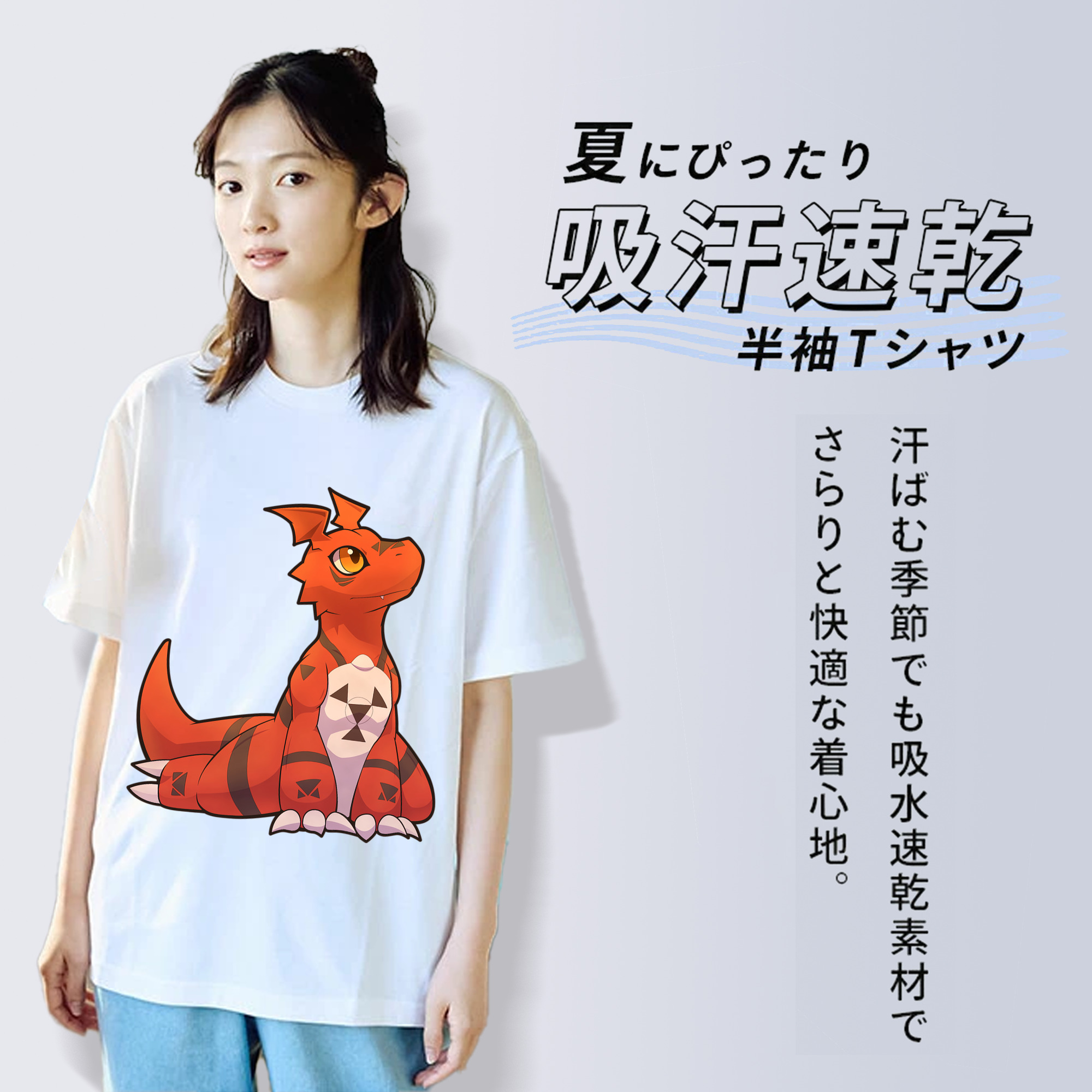 Digimon デジタルモンスター/デジモン レディースカジュアルプリントTシャツ（綿100％）