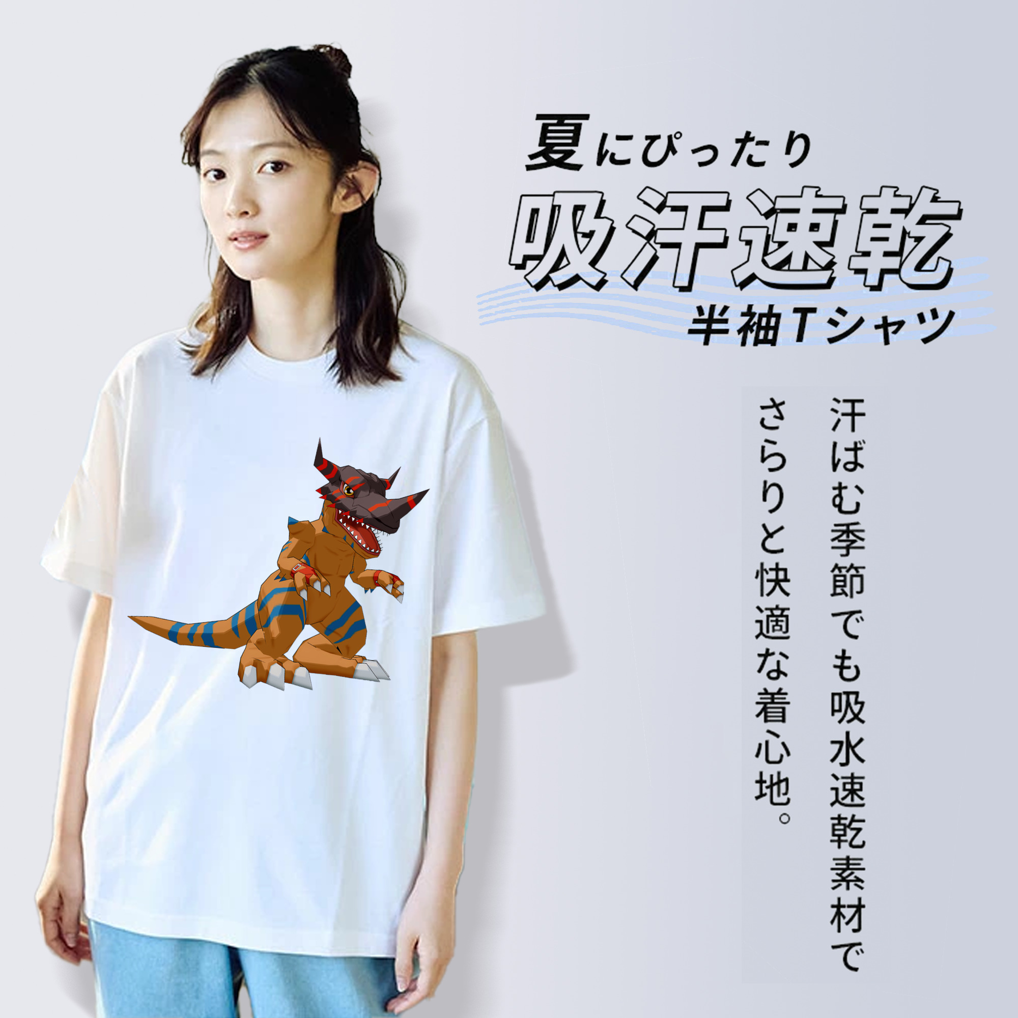 Digimon デジタルモンスター/デジモン レディースカジュアルプリントTシャツ（綿100％）