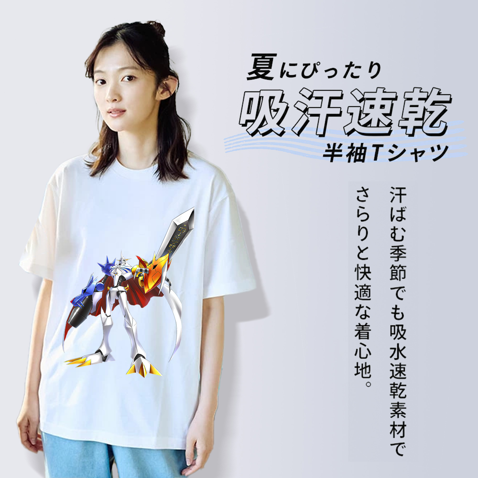 Digimon デジタルモンスター/デジモン レディースカジュアルプリントTシャツ（綿100％）