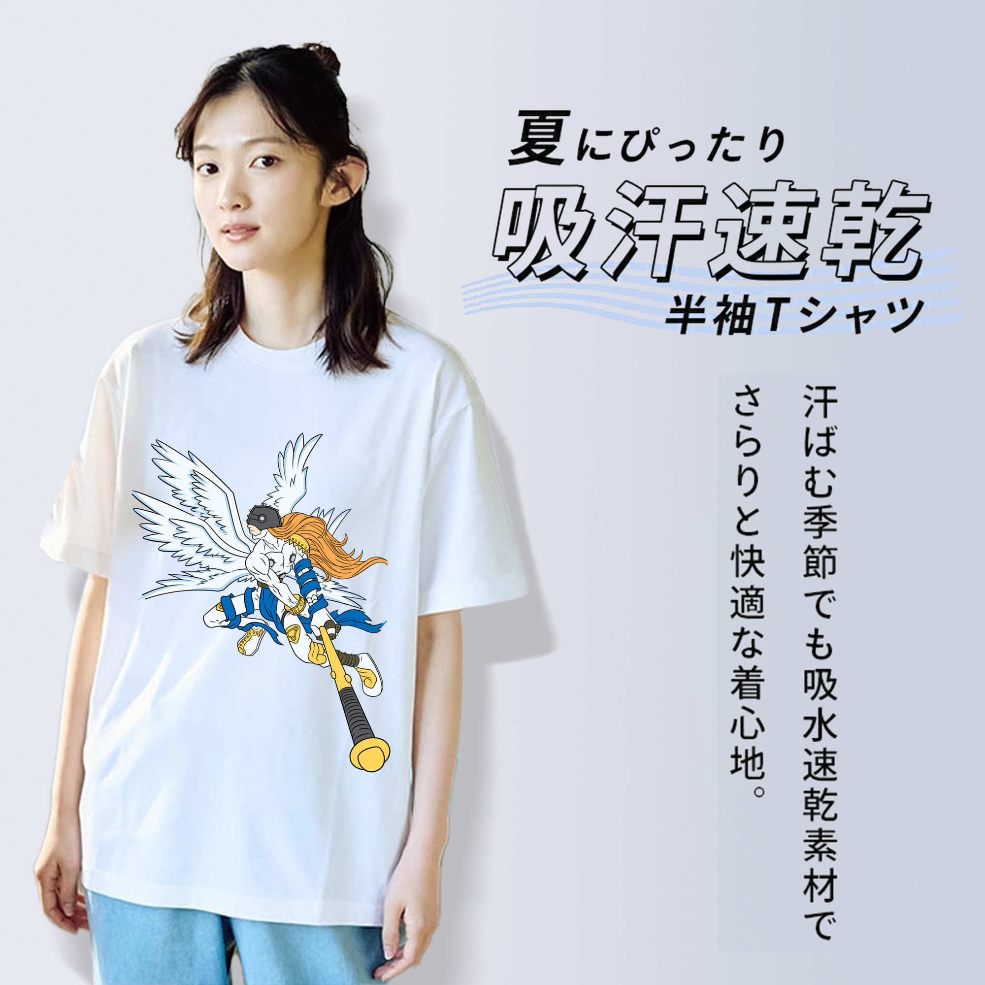 Digimon デジタルモンスター/デジモン レディースカジュアルプリントTシャツ（綿100％）
