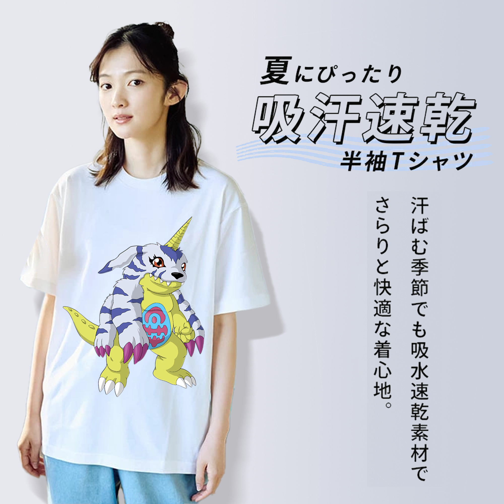 Digimon デジタルモンスター/デジモン レディースカジュアルプリントTシャツ（綿100％）