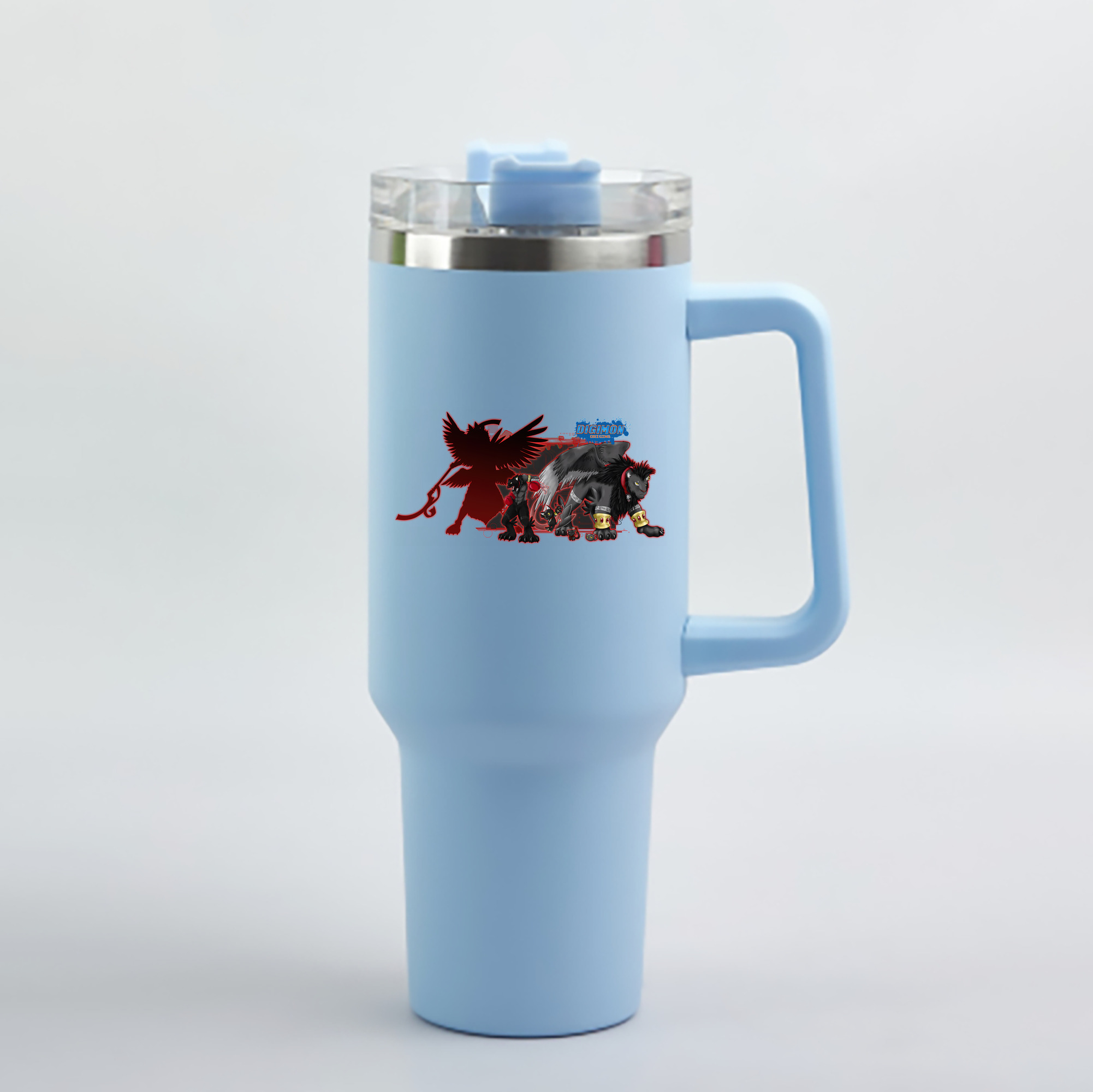 （画像用） Digimon デジタルモンスター/デジモン 1200mL車用タンブラー - クリスタルステッカー（プラスチックストロー付き）