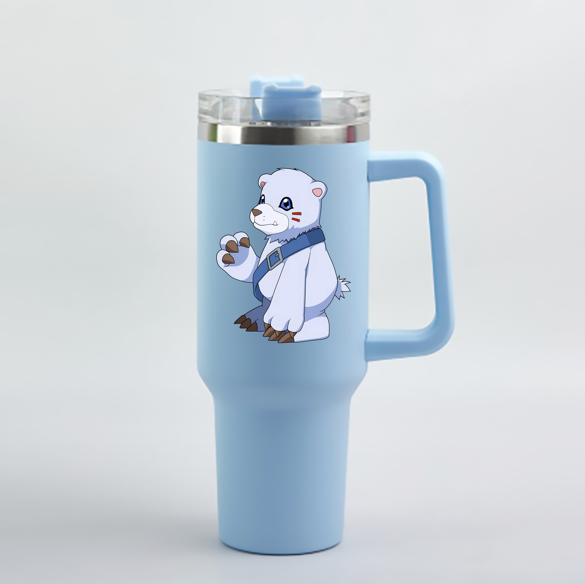 （画像用） Digimon デジタルモンスター/デジモン 1200mL車用タンブラー - クリスタルステッカー（プラスチックストロー付き）