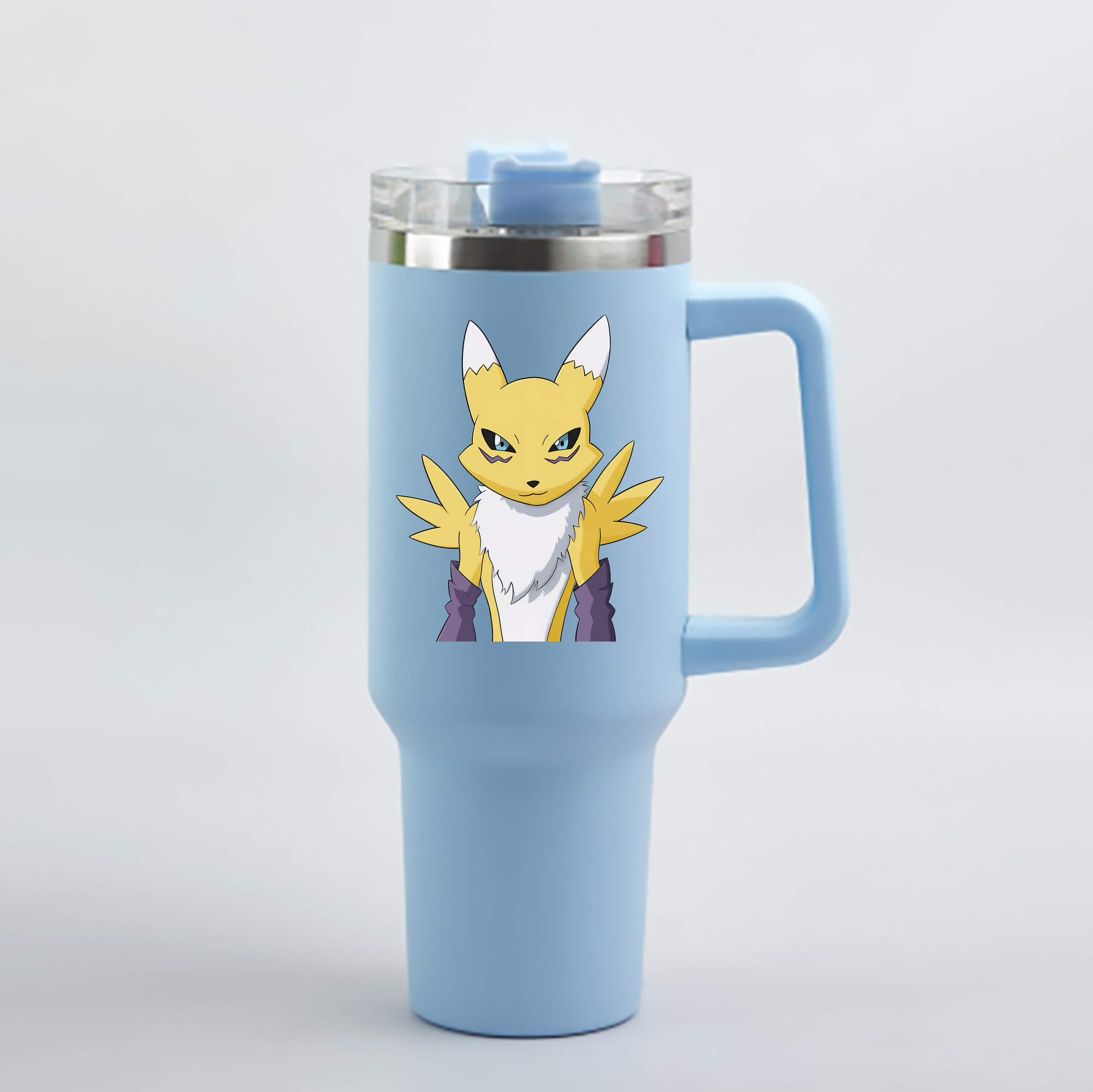 （画像用） Digimon デジタルモンスター/デジモン 1200mL車用タンブラー - クリスタルステッカー（プラスチックストロー付き）