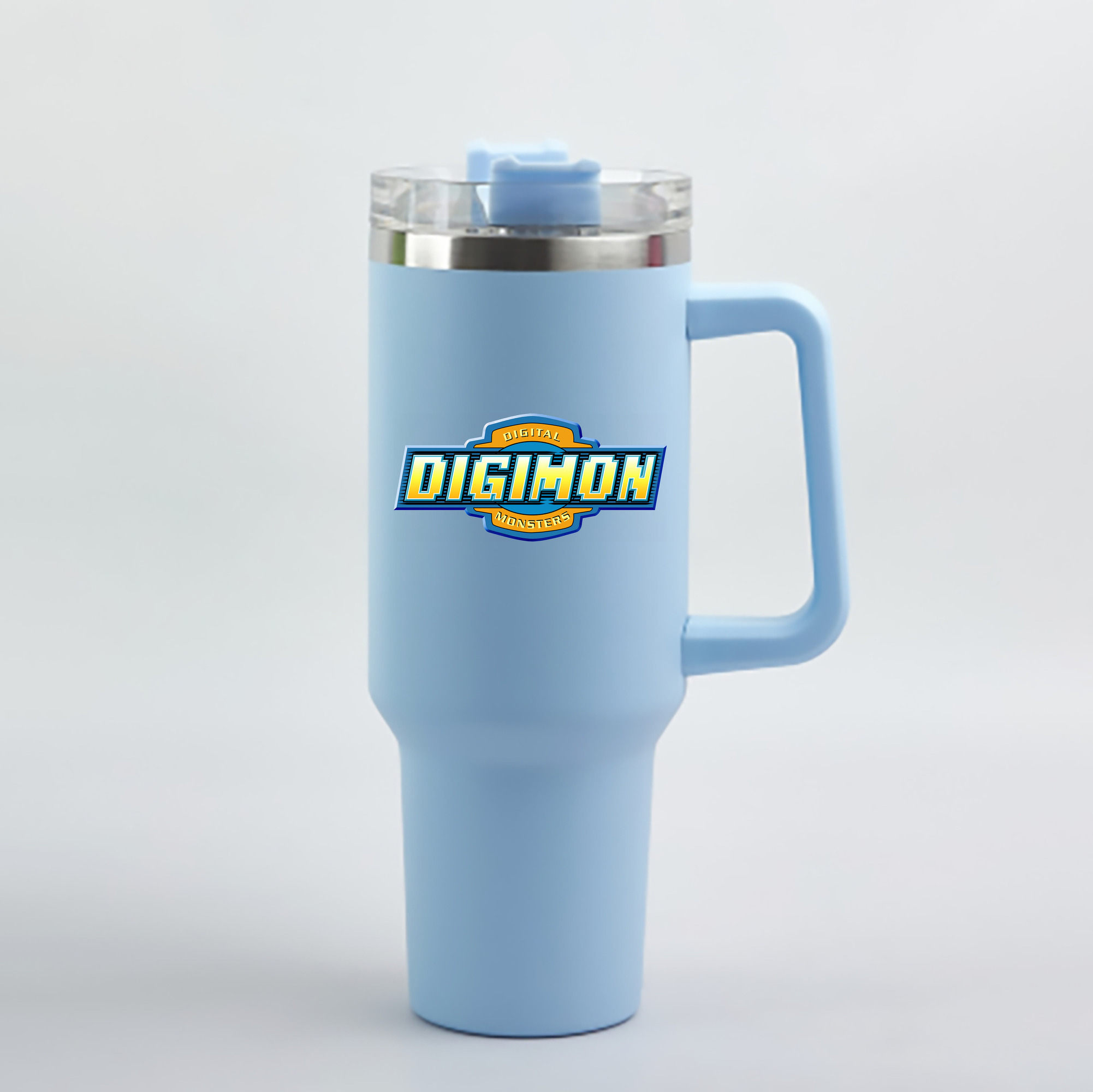 （画像用） Digimon デジタルモンスター/デジモン 1200mL車用タンブラー - クリスタルステッカー（プラスチックストロー付き）