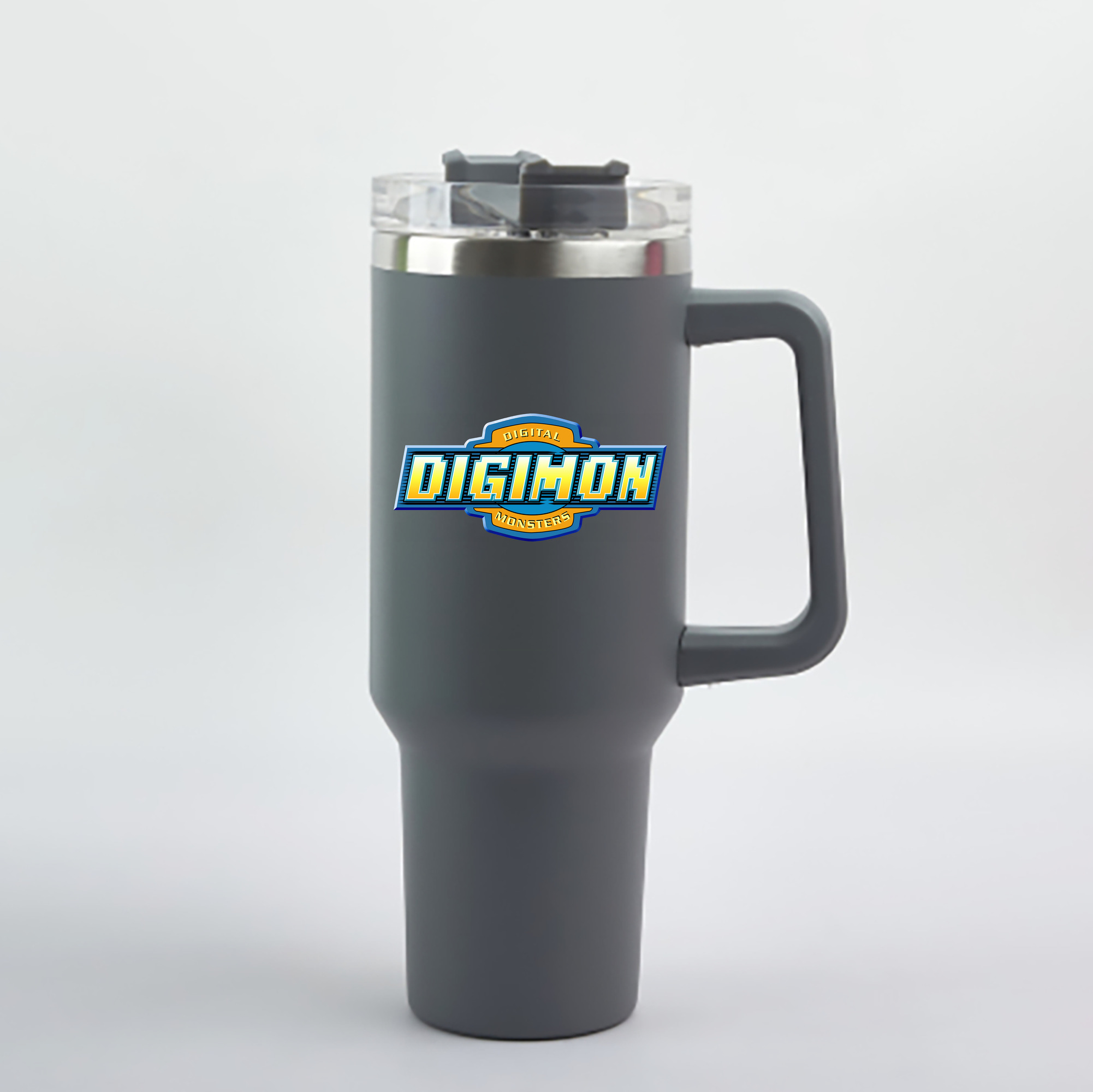 （画像用） Digimon デジタルモンスター/デジモン 1200mL車用タンブラー - クリスタルステッカー（プラスチックストロー付き）