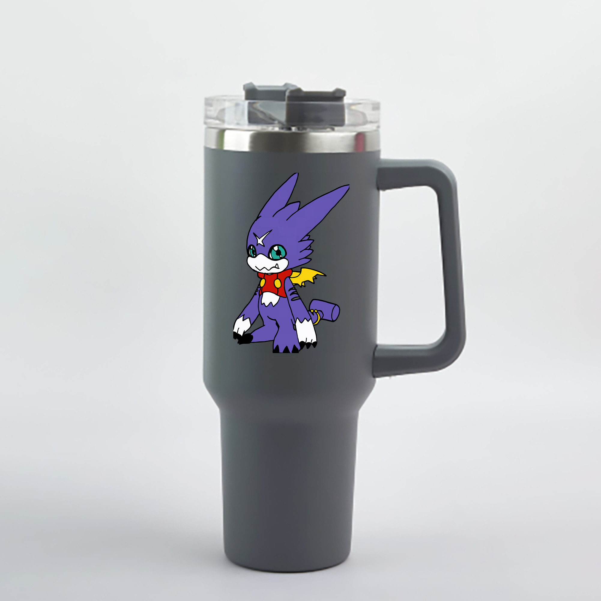 （画像用） Digimon デジタルモンスター/デジモン 1200mL車用タンブラー - クリスタルステッカー（プラスチックストロー付き）