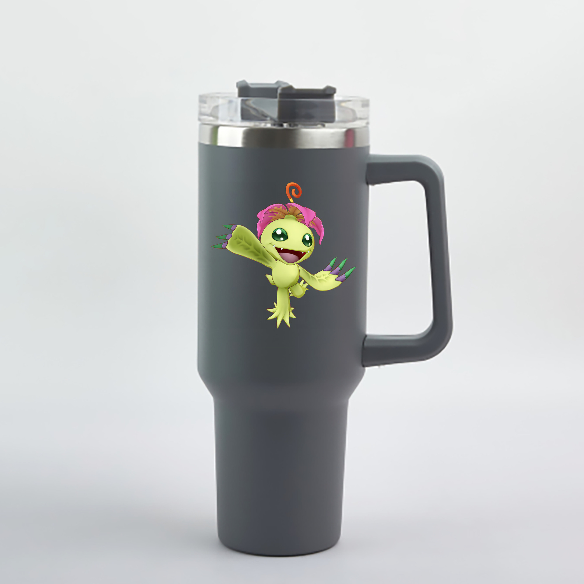 （画像用） Digimon デジタルモンスター/デジモン 1200mL車用タンブラー - クリスタルステッカー（プラスチックストロー付き）