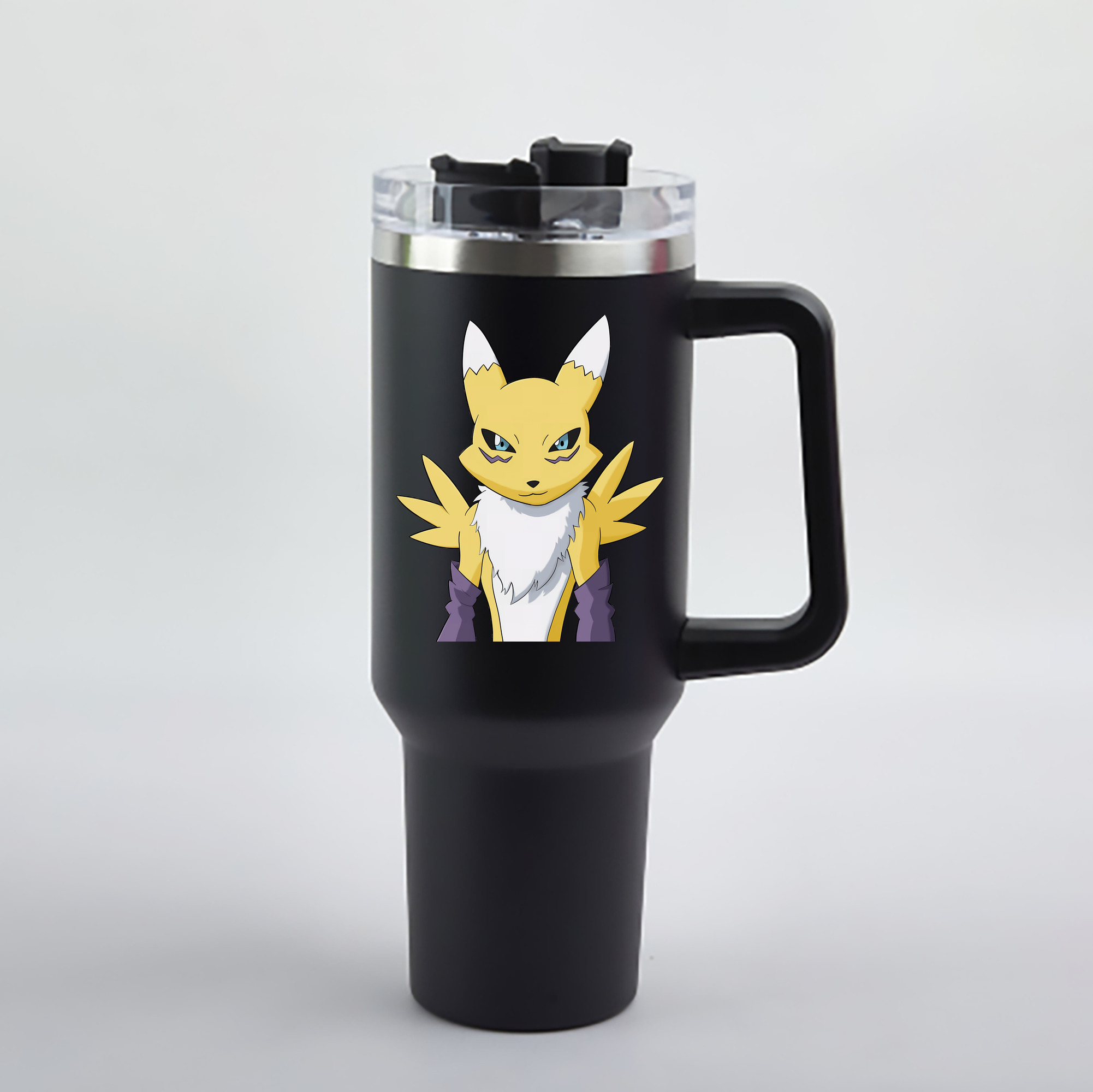 （画像用） Digimon デジタルモンスター/デジモン 1200mL車用タンブラー - クリスタルステッカー（プラスチックストロー付き）
