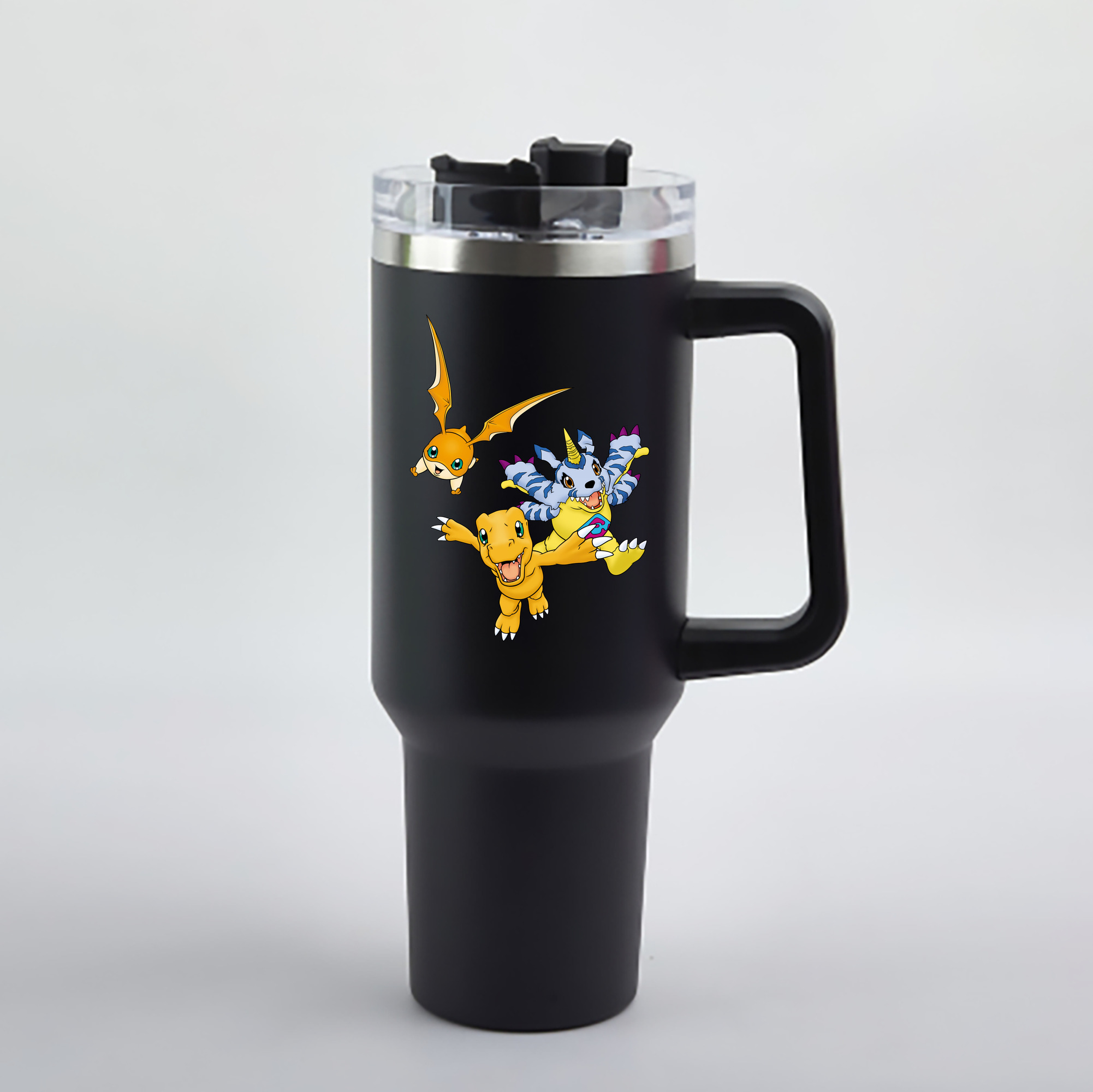 （画像用） Digimon デジタルモンスター/デジモン 1200mL車用タンブラー - クリスタルステッカー（プラスチックストロー付き）