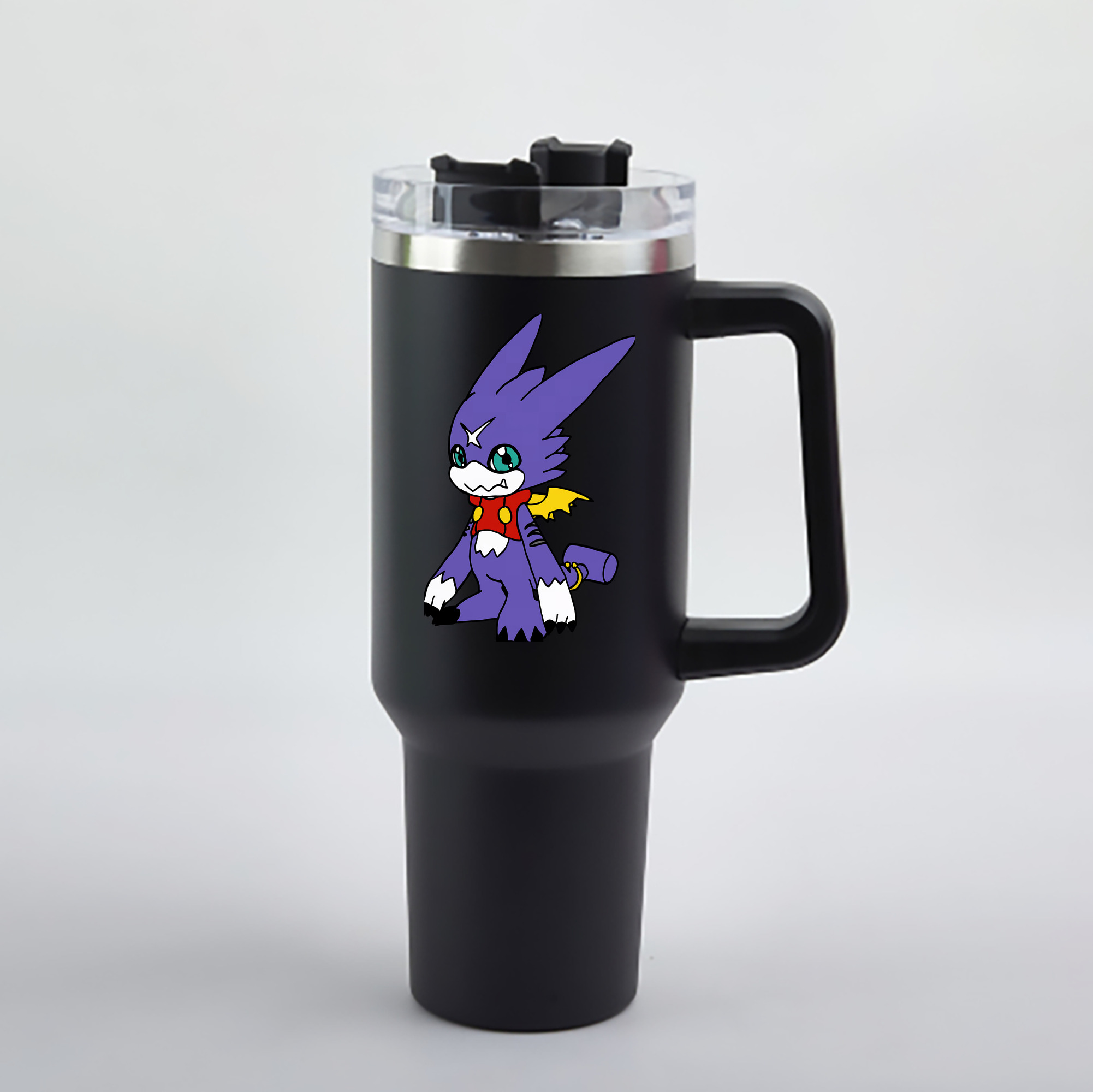 （画像用） Digimon デジタルモンスター/デジモン 1200mL車用タンブラー - クリスタルステッカー（プラスチックストロー付き）