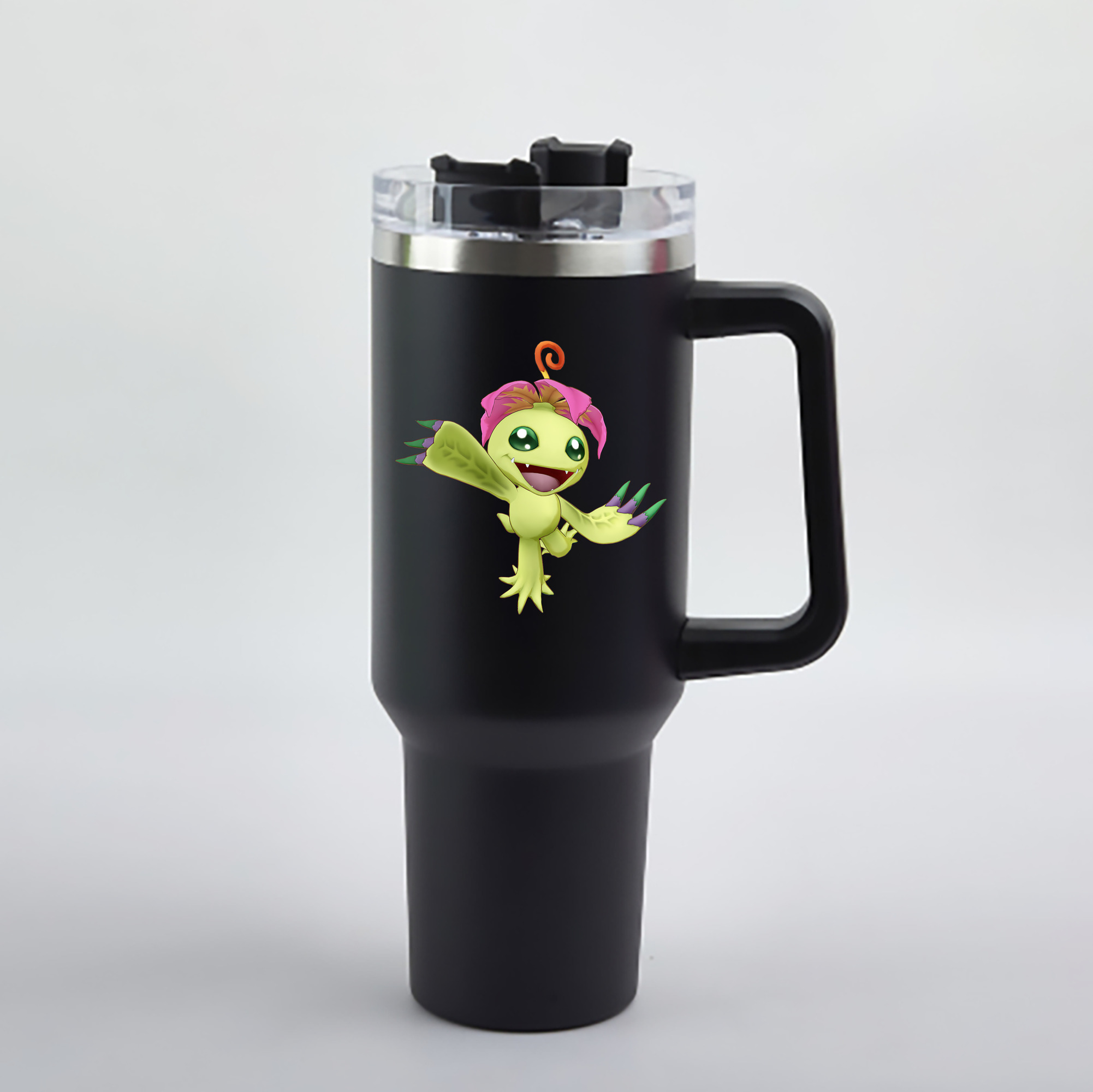 （画像用） Digimon デジタルモンスター/デジモン 1200mL車用タンブラー - クリスタルステッカー（プラスチックストロー付き）