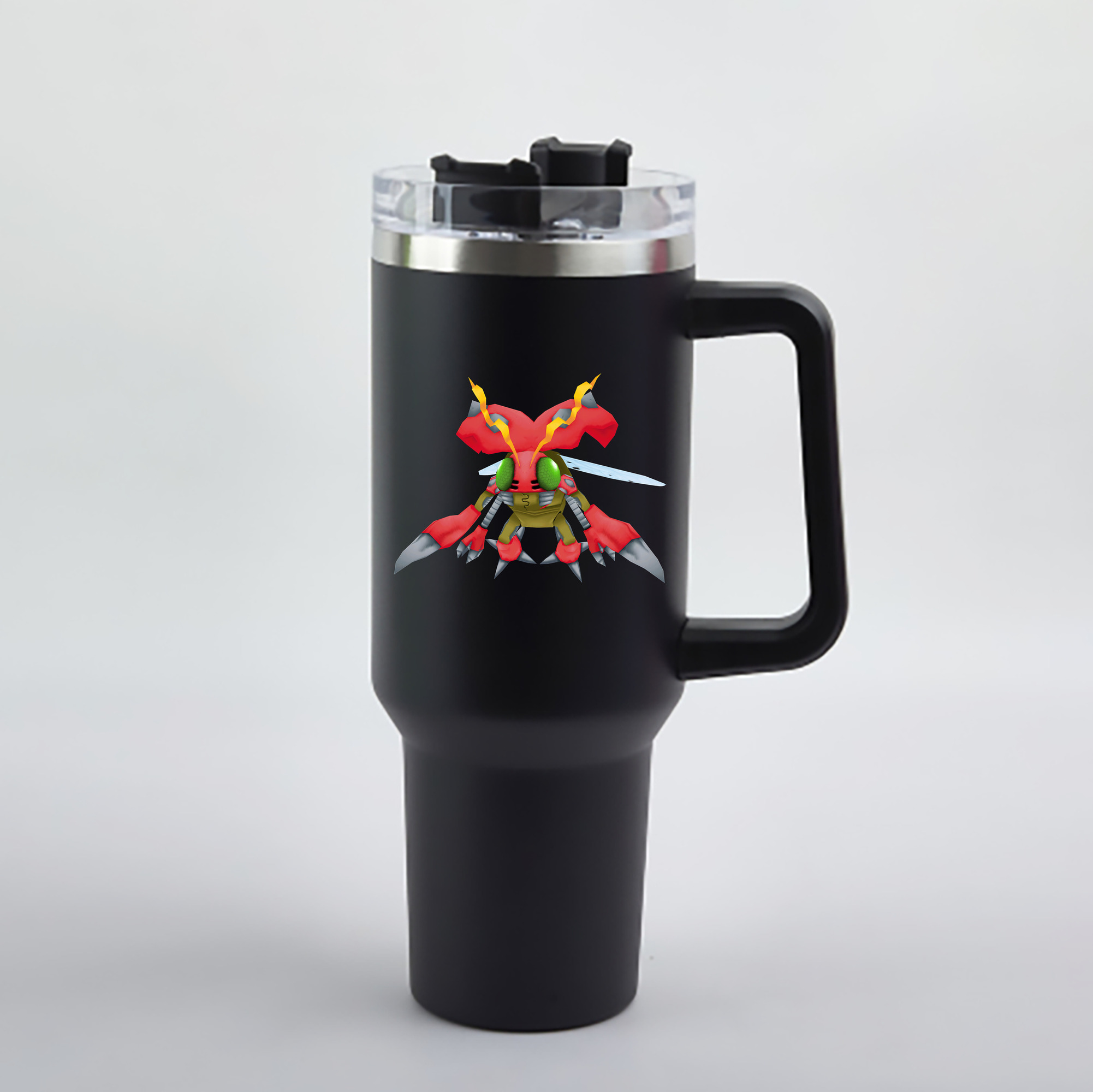 （画像用） Digimon デジタルモンスター/デジモン 1200mL車用タンブラー - クリスタルステッカー（プラスチックストロー付き）
