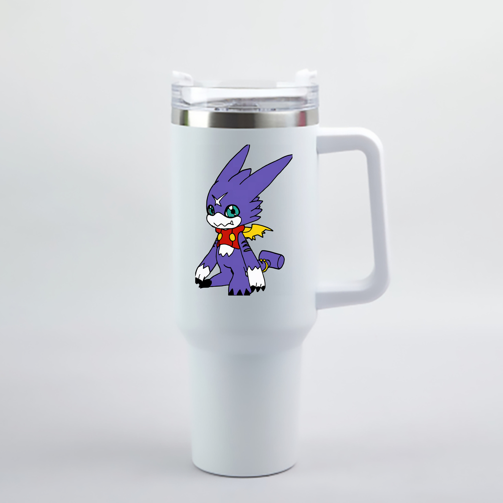 （画像用） Digimon デジタルモンスター/デジモン 1200mL車用タンブラー - クリスタルステッカー（プラスチックストロー付き）