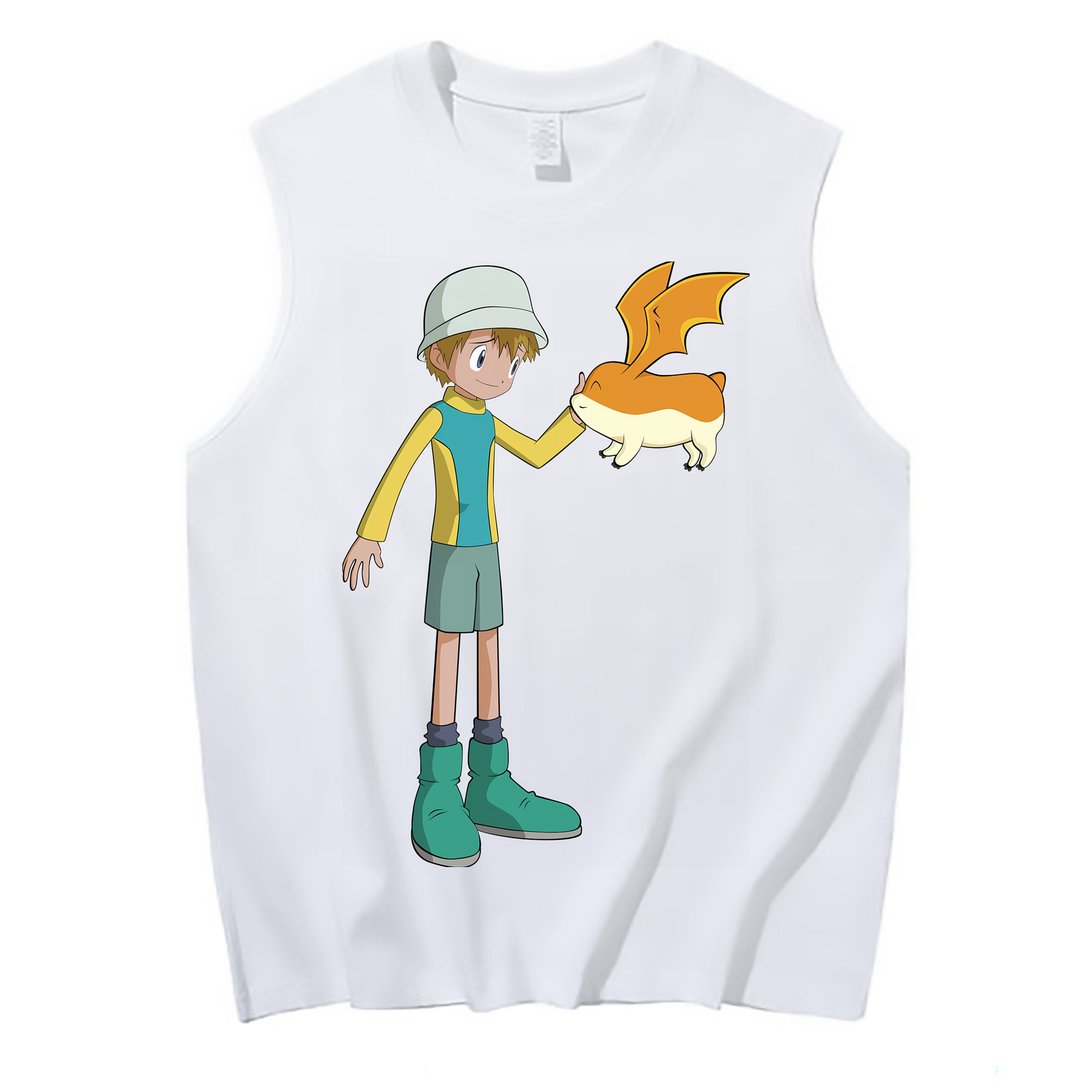 （画像用） Digimon デジタルモンスター/デジモン コットン100％タンクトップ（フロントプリント）